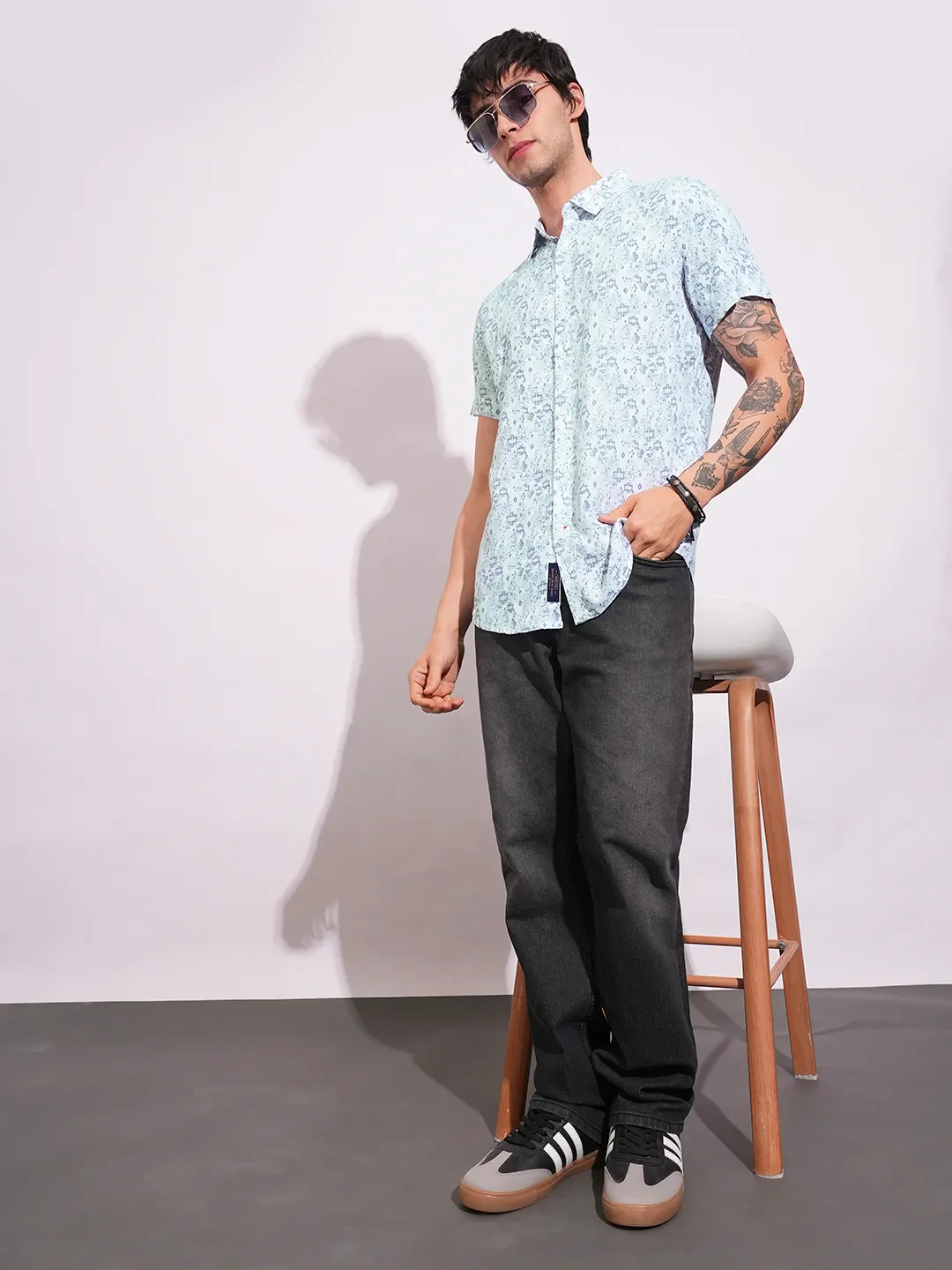 White Slim Straight Fit Regular Collar Short Sleeves Men's Shirt by Being Human Clothing - Image 4