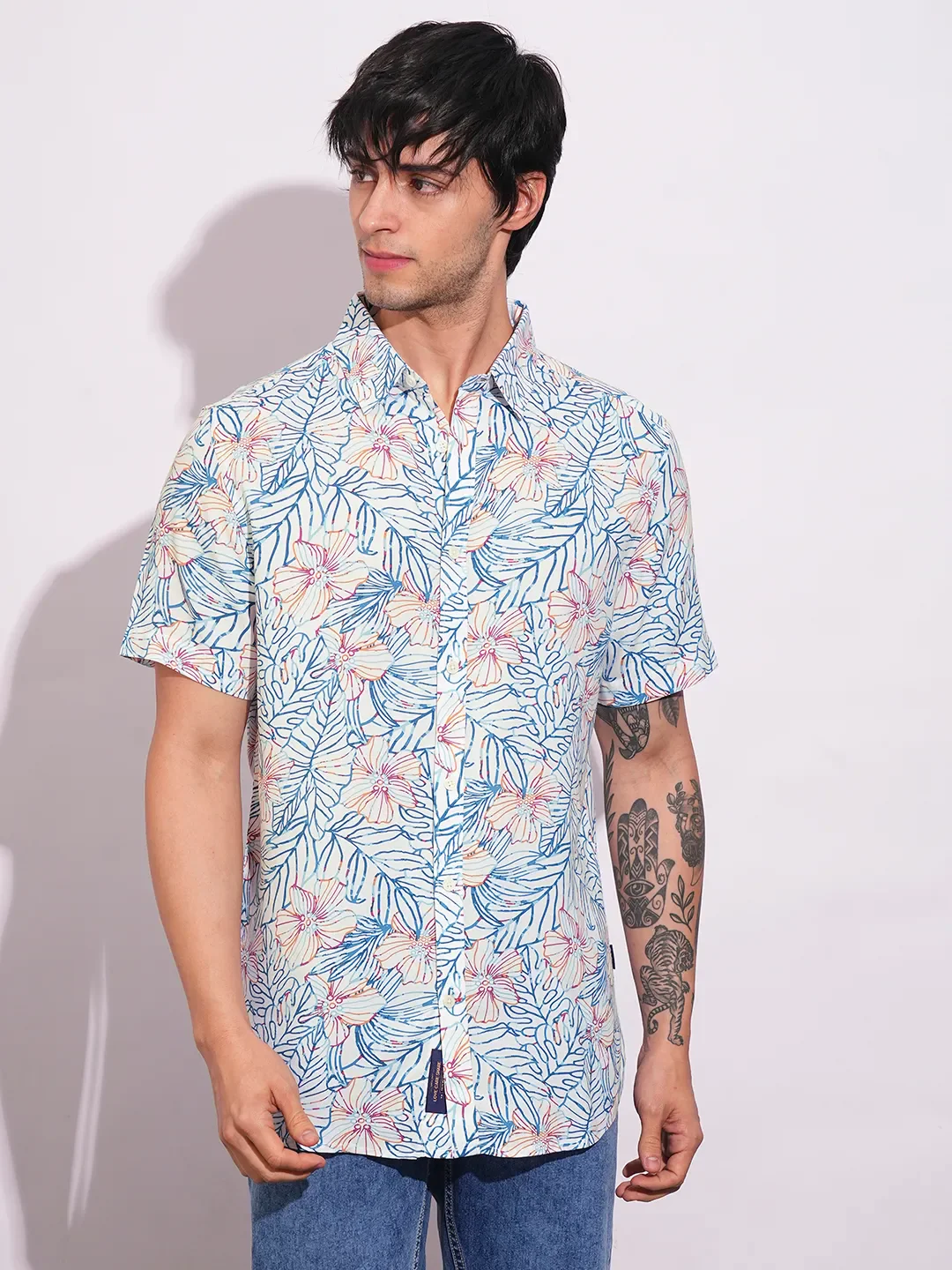 White Slim Fit Regular Collar Men's Shirt by Being Human Clothing