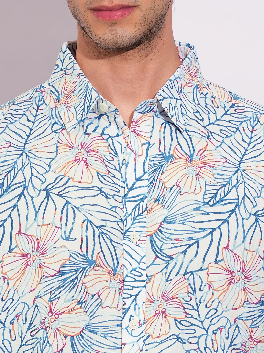 White Slim Fit Regular Collar Men's Shirt by Being Human Clothing - Image 5