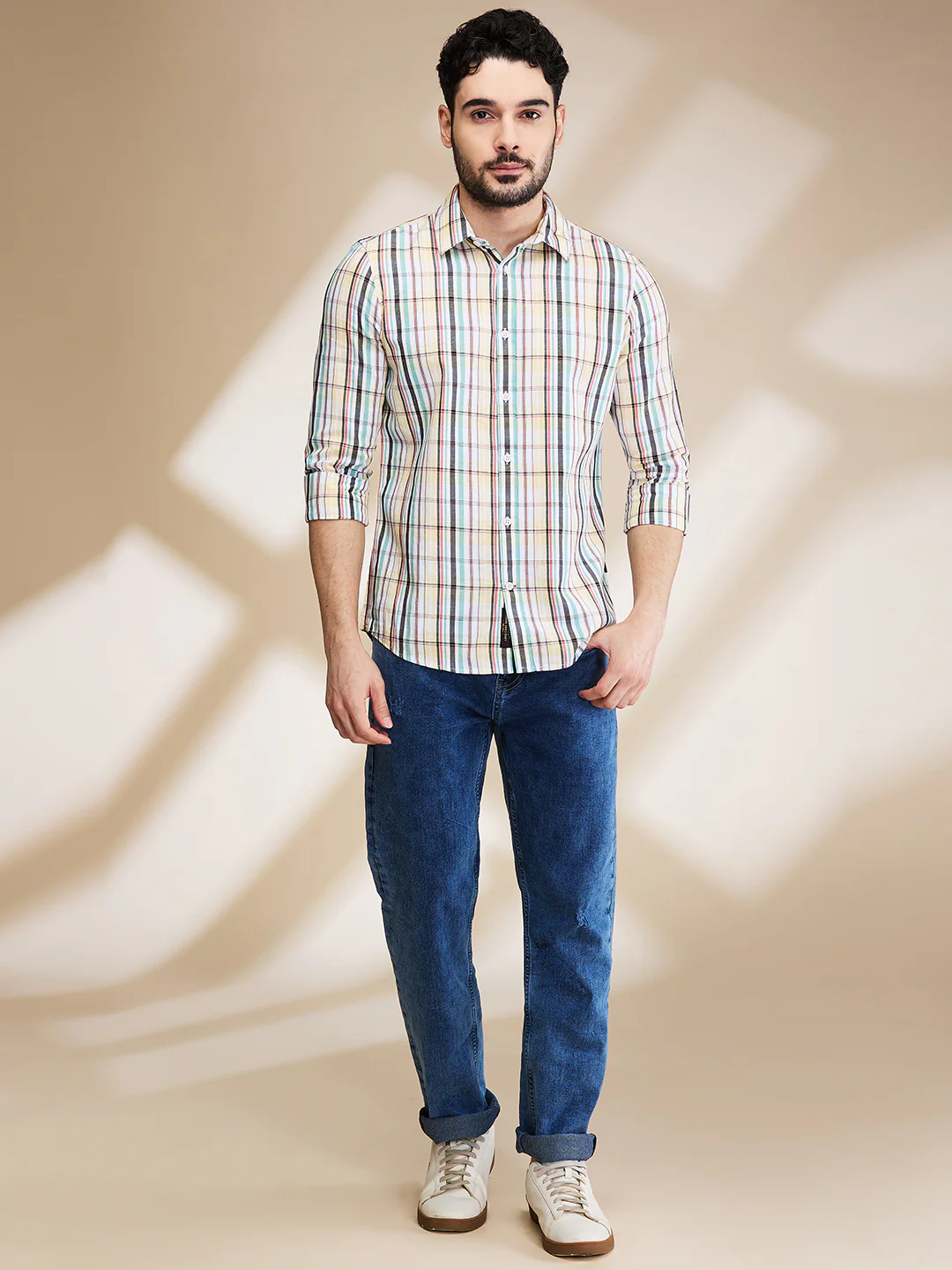 White Slim Fit Regular Collar Men's Shirt by Being Human Clothing - Image 2