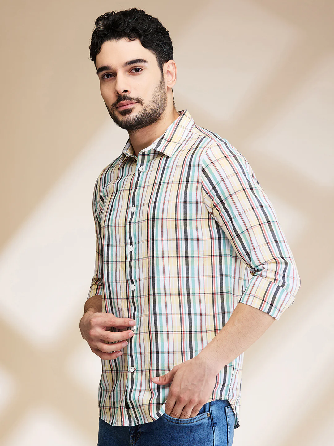 White Slim Fit Regular Collar Men's Shirt by Being Human Clothing - Image 4