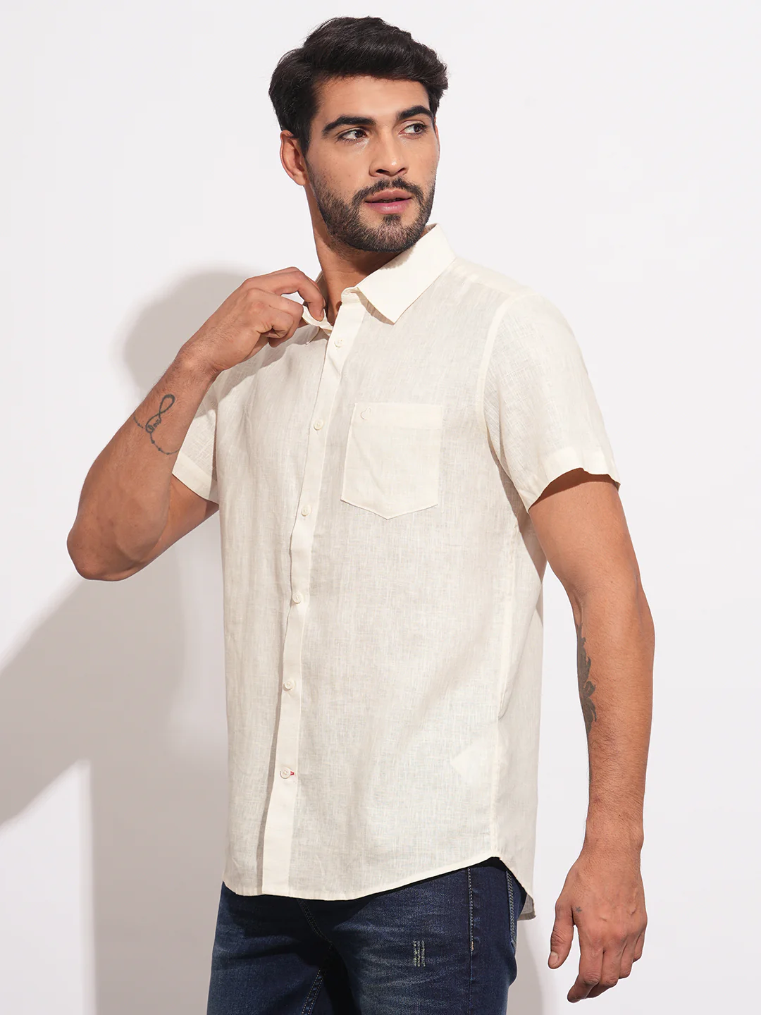 Yellow Regular Fit Regular Collar Men's Shirt by Being Human Clothing - Image 2