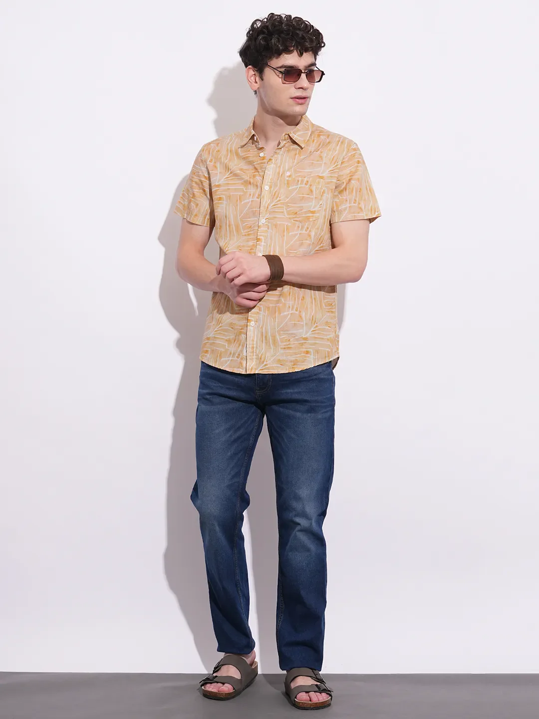 Yellow Regular Fit Regular Collar Men's Shirt by Being Human Clothing - Image 4