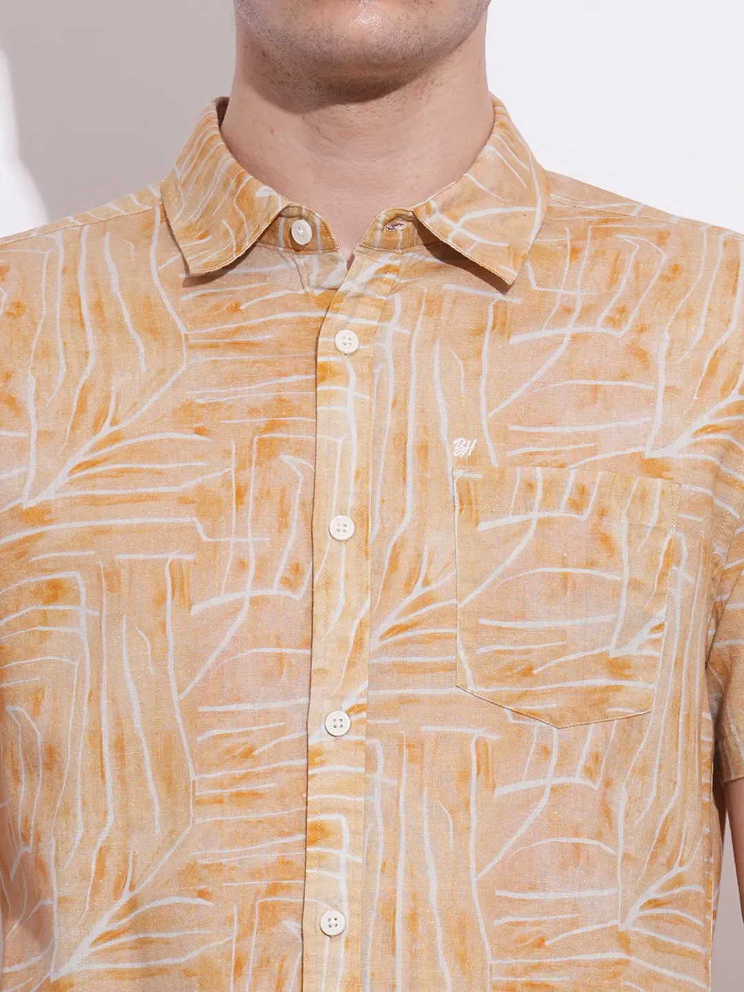 Yellow Regular Fit Regular Collar Men's Shirt by Being Human Clothing - Image 5
