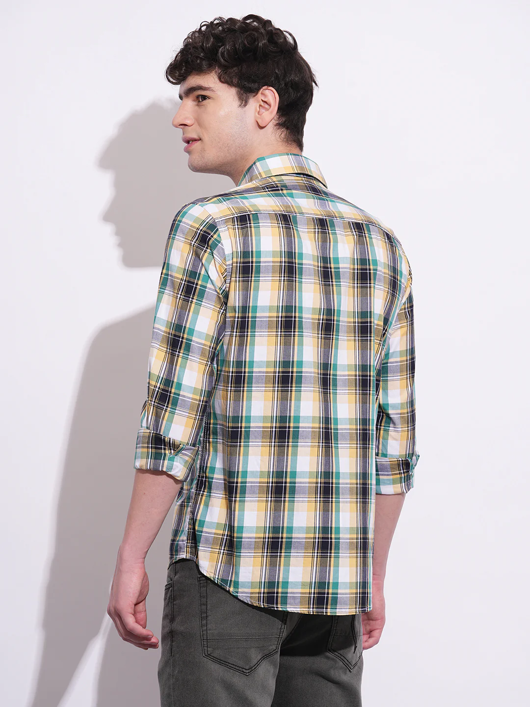 Yellow Regular Fit Regular Collar Men's Shirt by Being Human Clothing - Image 3