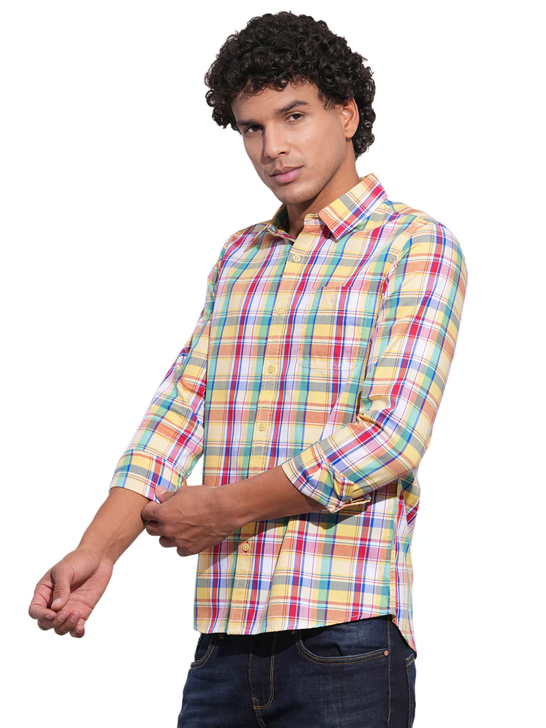 Yellow Regular Fit Regular Collar Men's Shirt by Being Human Clothing - Image 2