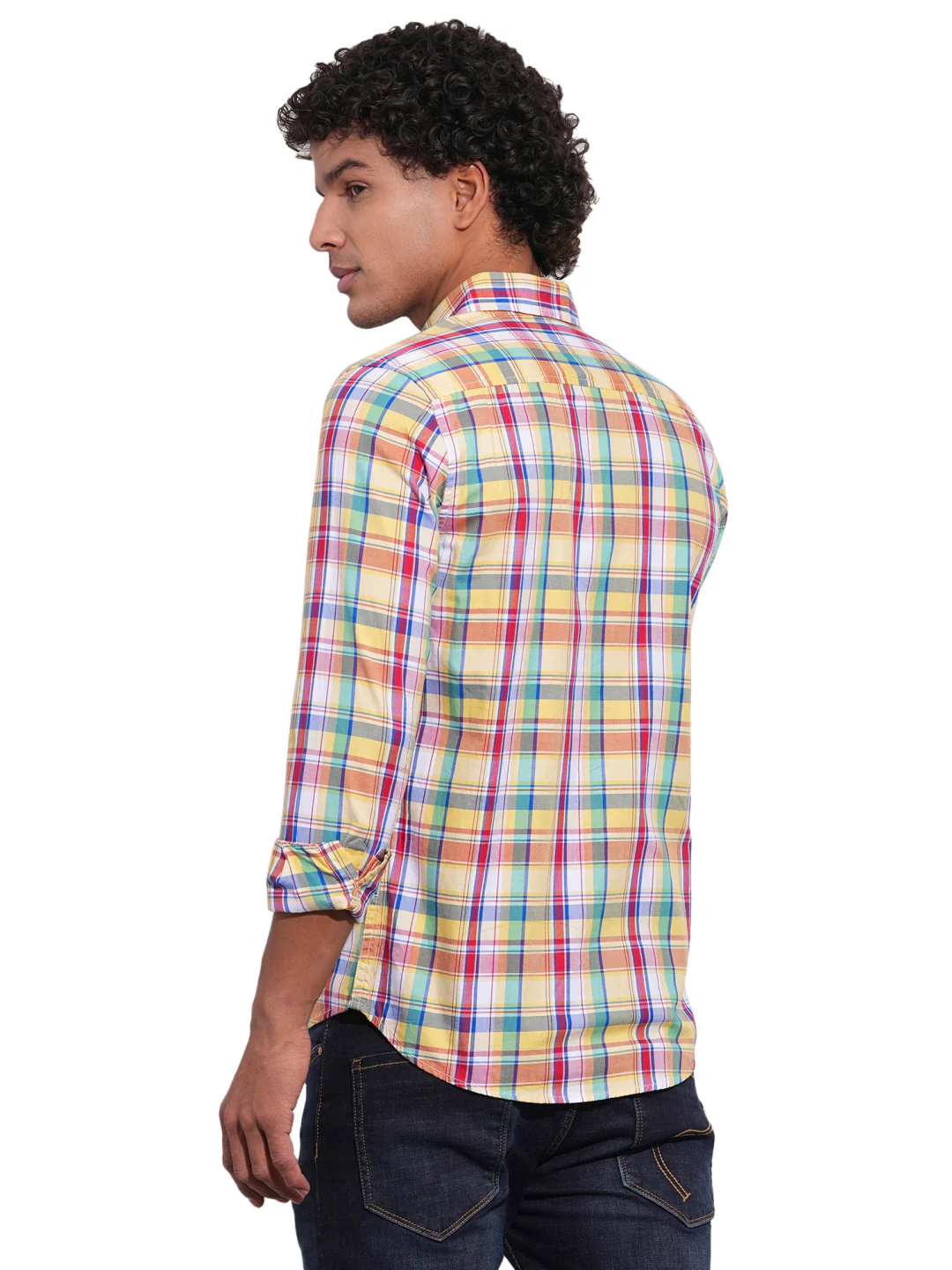 Yellow Regular Fit Regular Collar Men's Shirt by Being Human Clothing - Image 3