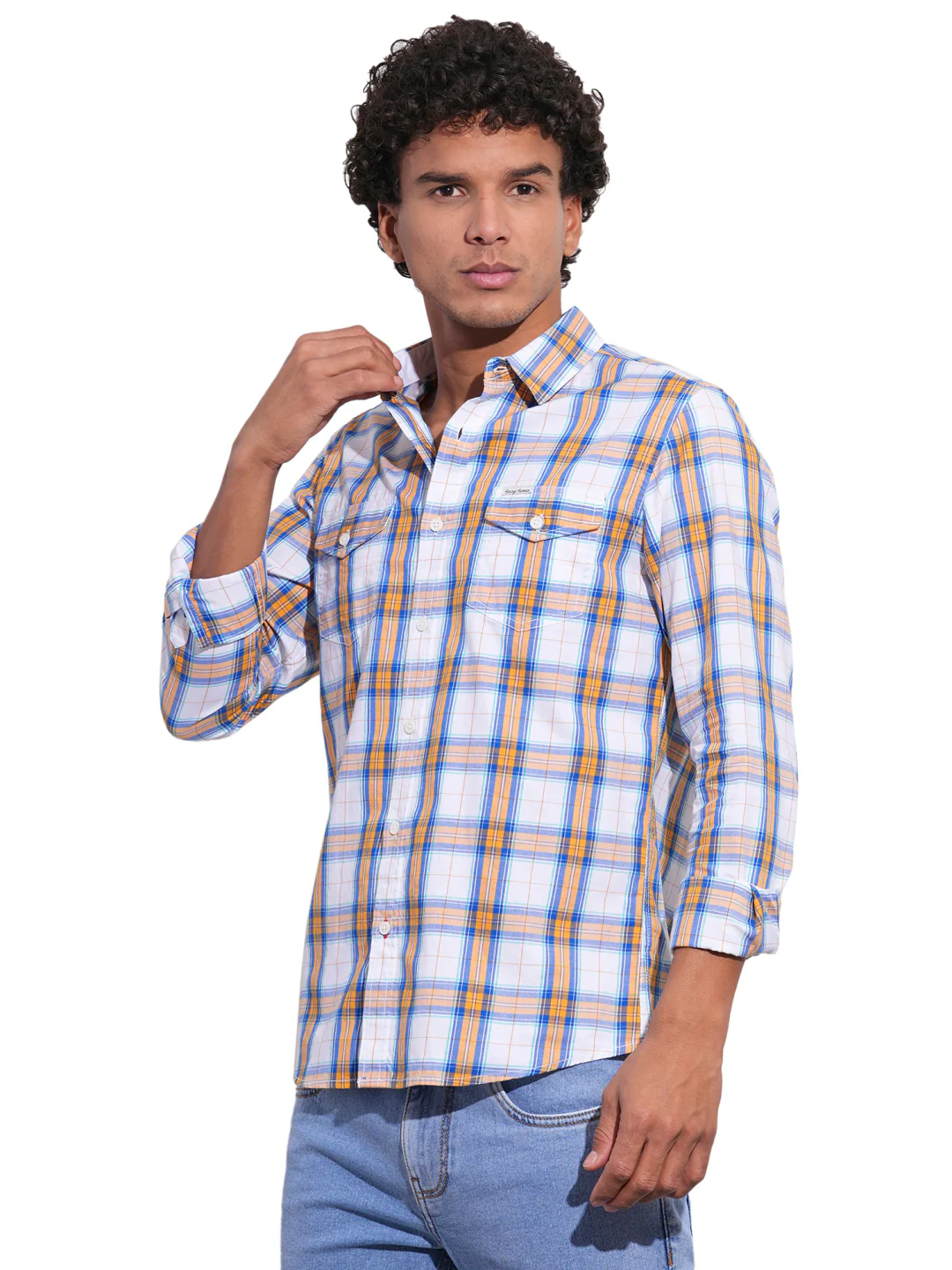 Yellow Regular Fit Regular Collar Men's Shirt by Being Human Clothing - Image 2