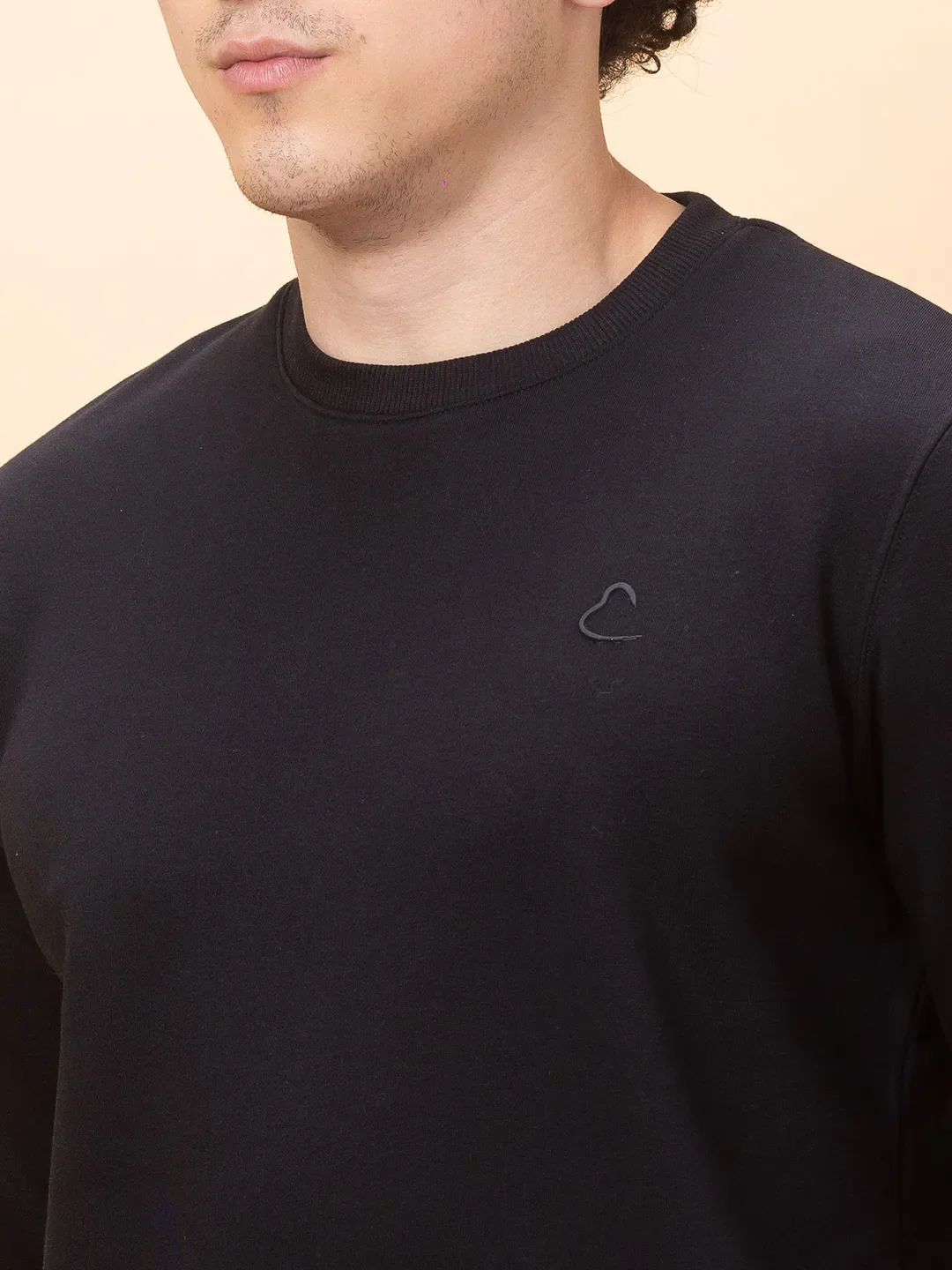 Black Regular Fit Round Neck Men's Sweatshirt by Being Human Clothing - Image 5