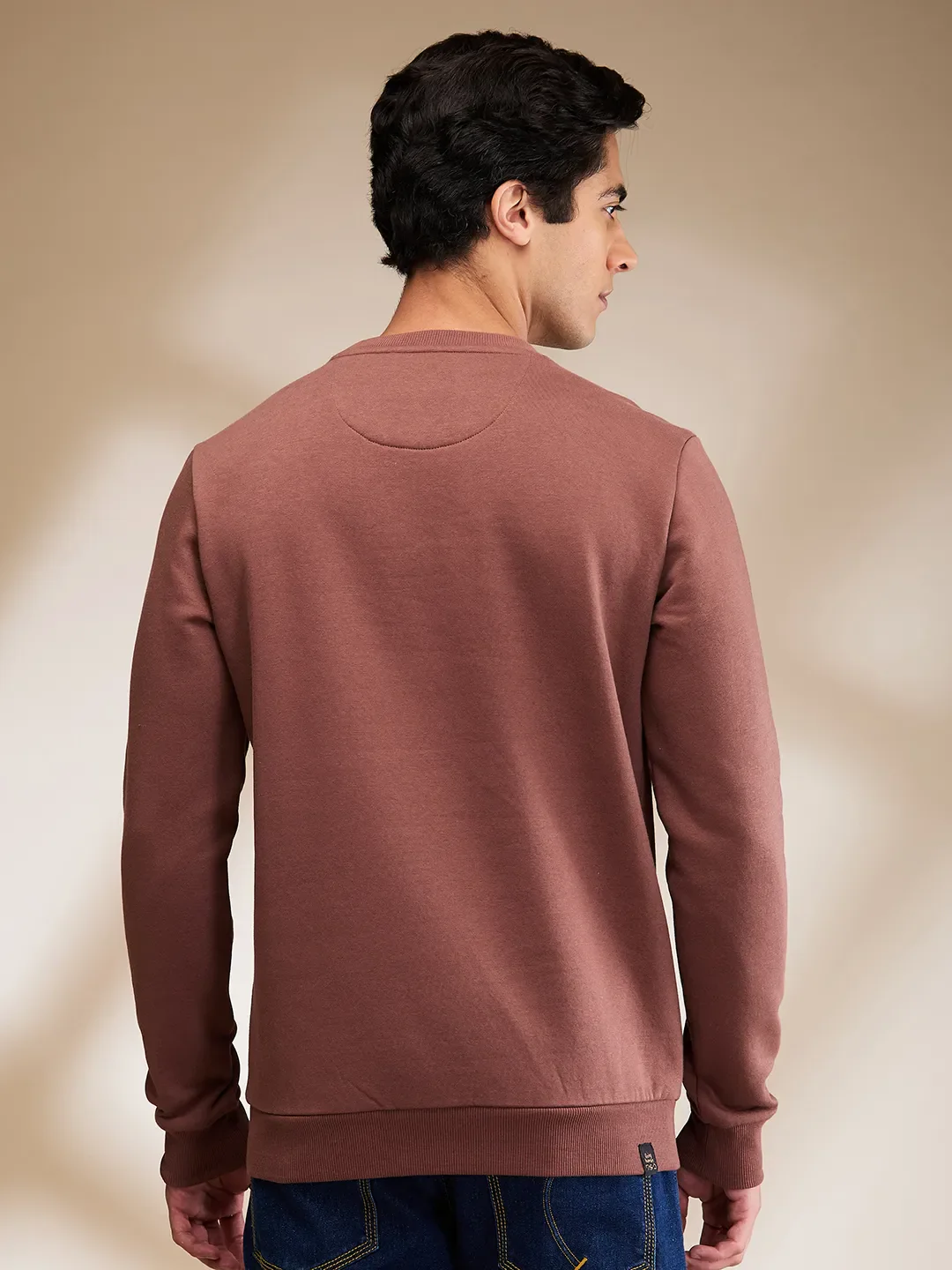 Brown Regular Fit Round Neck Long Sleeves Men's Sweatshirt by Being Human Clothing - Image 3