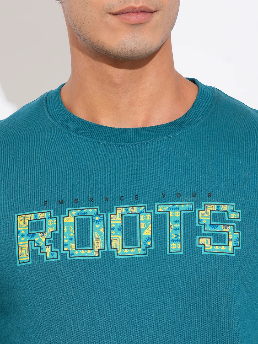 Teal Regular Fit Round Neck Men's Sweatshirt by Being Human Clothing - Image 5