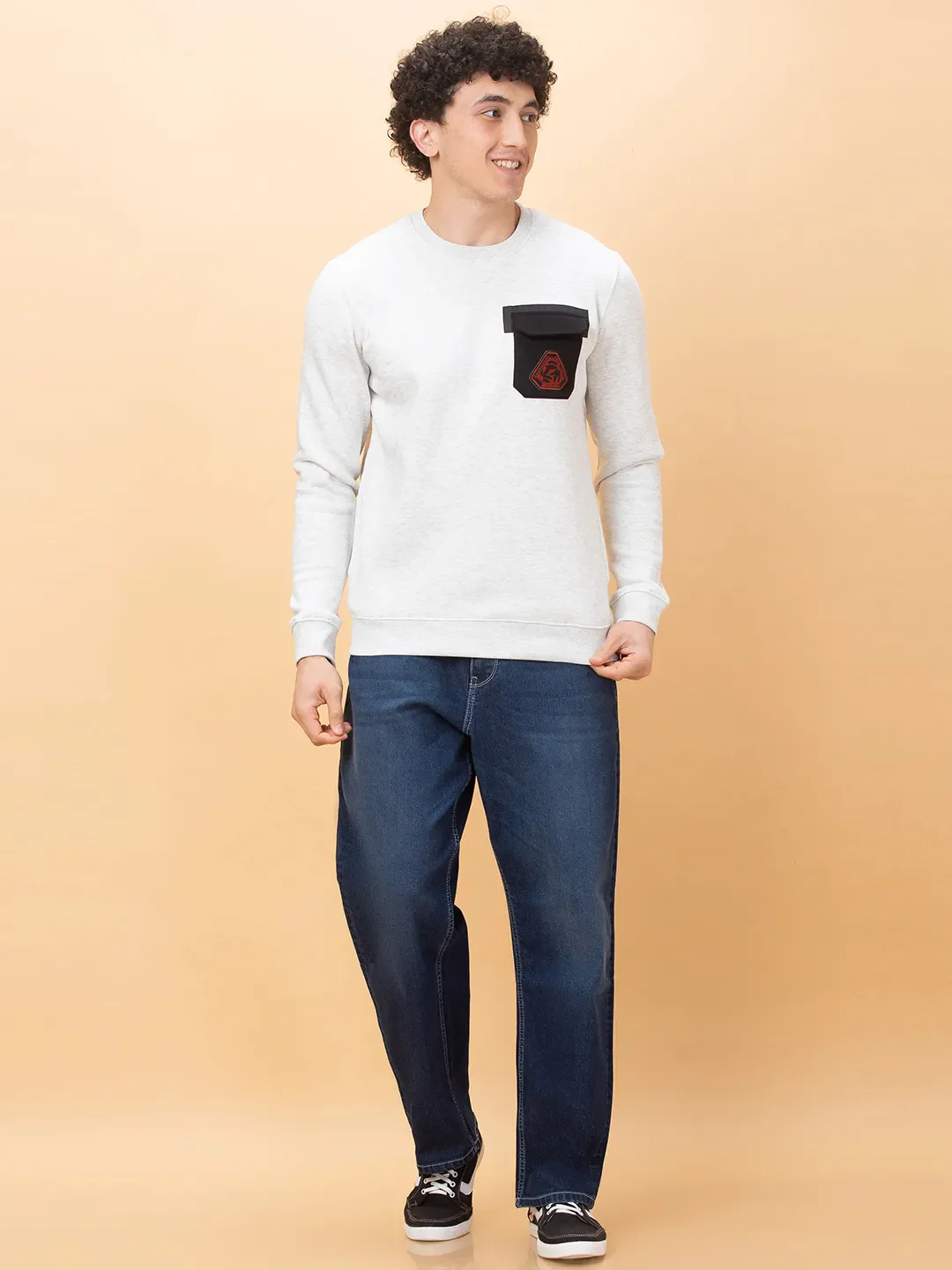 Grey Regular Fit Round Neck Men's Sweatshirt by Being Human Clothing - Image 2