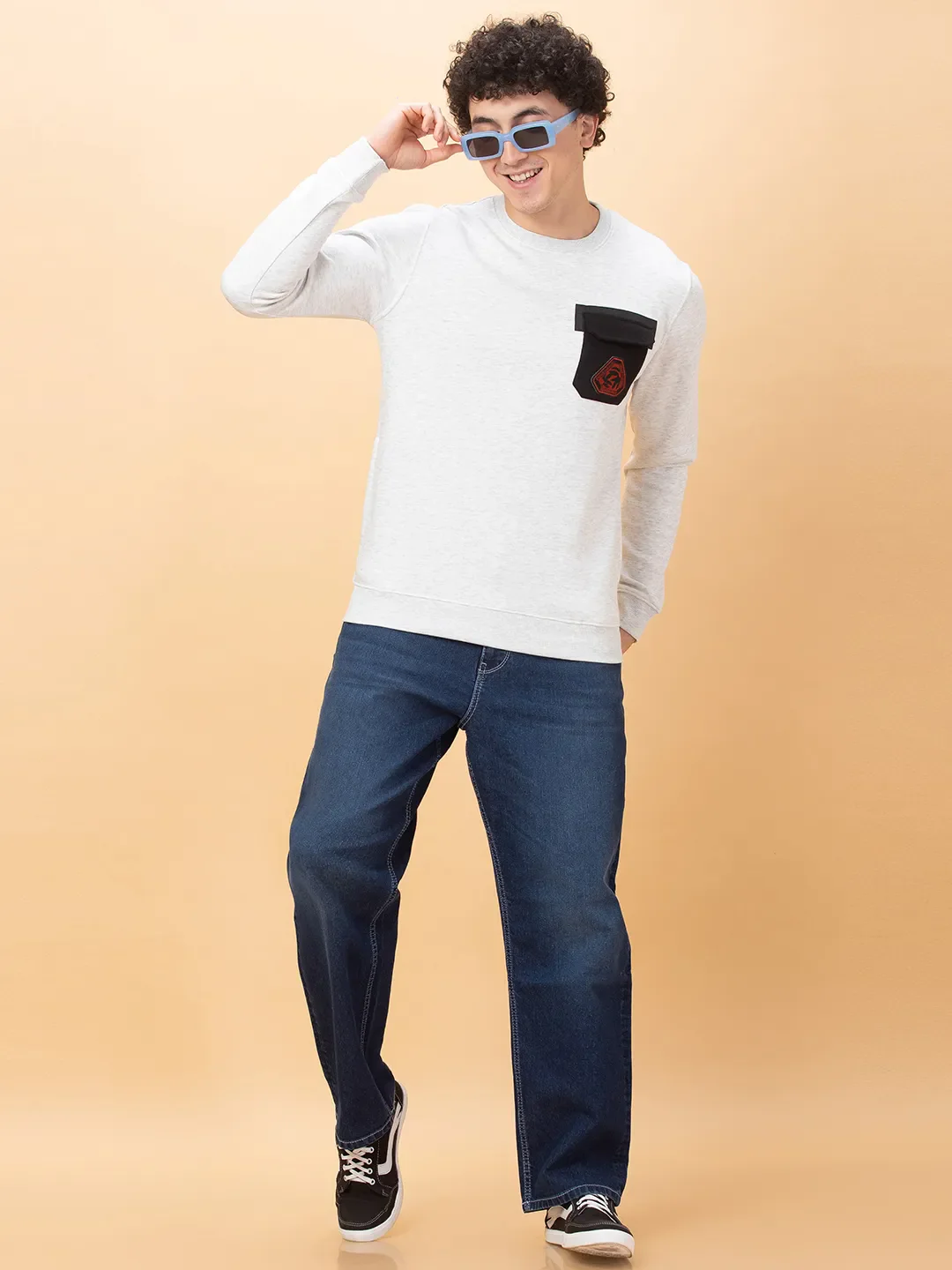Grey Regular Fit Round Neck Men's Sweatshirt by Being Human Clothing - Image 6
