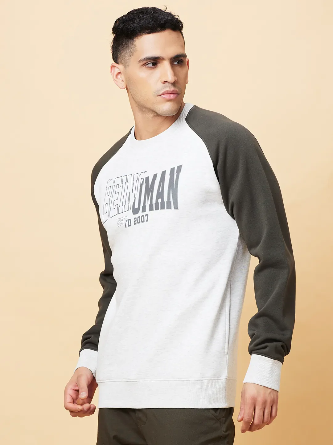 Grey Regular Fit Round Neck Men's Sweatshirt by Being Human Clothing - Image 4