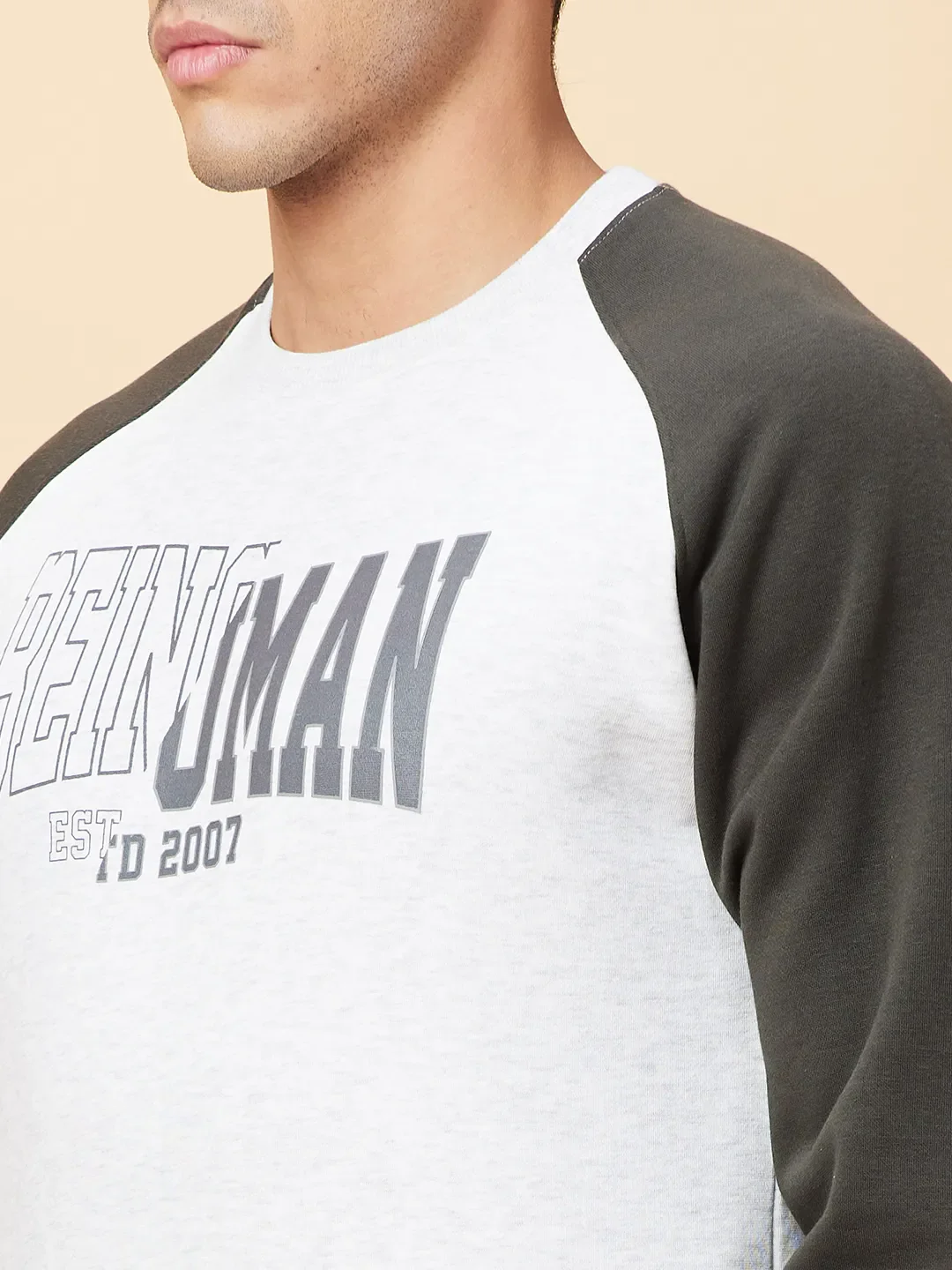 Grey Regular Fit Round Neck Men's Sweatshirt by Being Human Clothing - Image 5