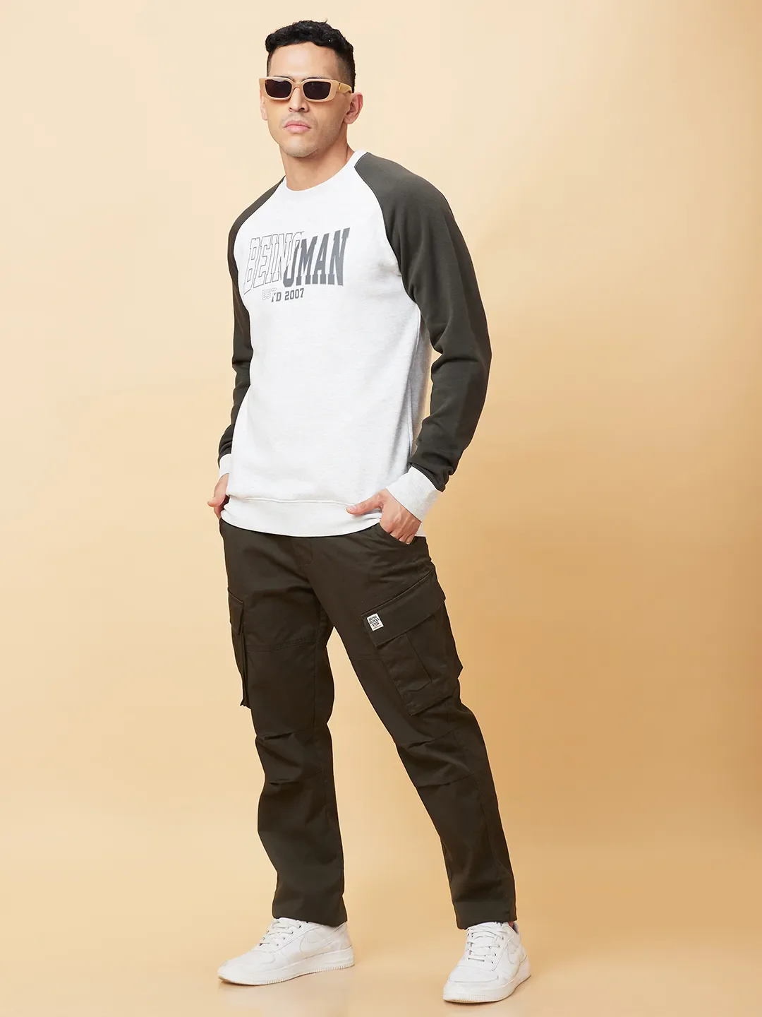 Grey Regular Fit Round Neck Men's Sweatshirt by Being Human Clothing - Image 6