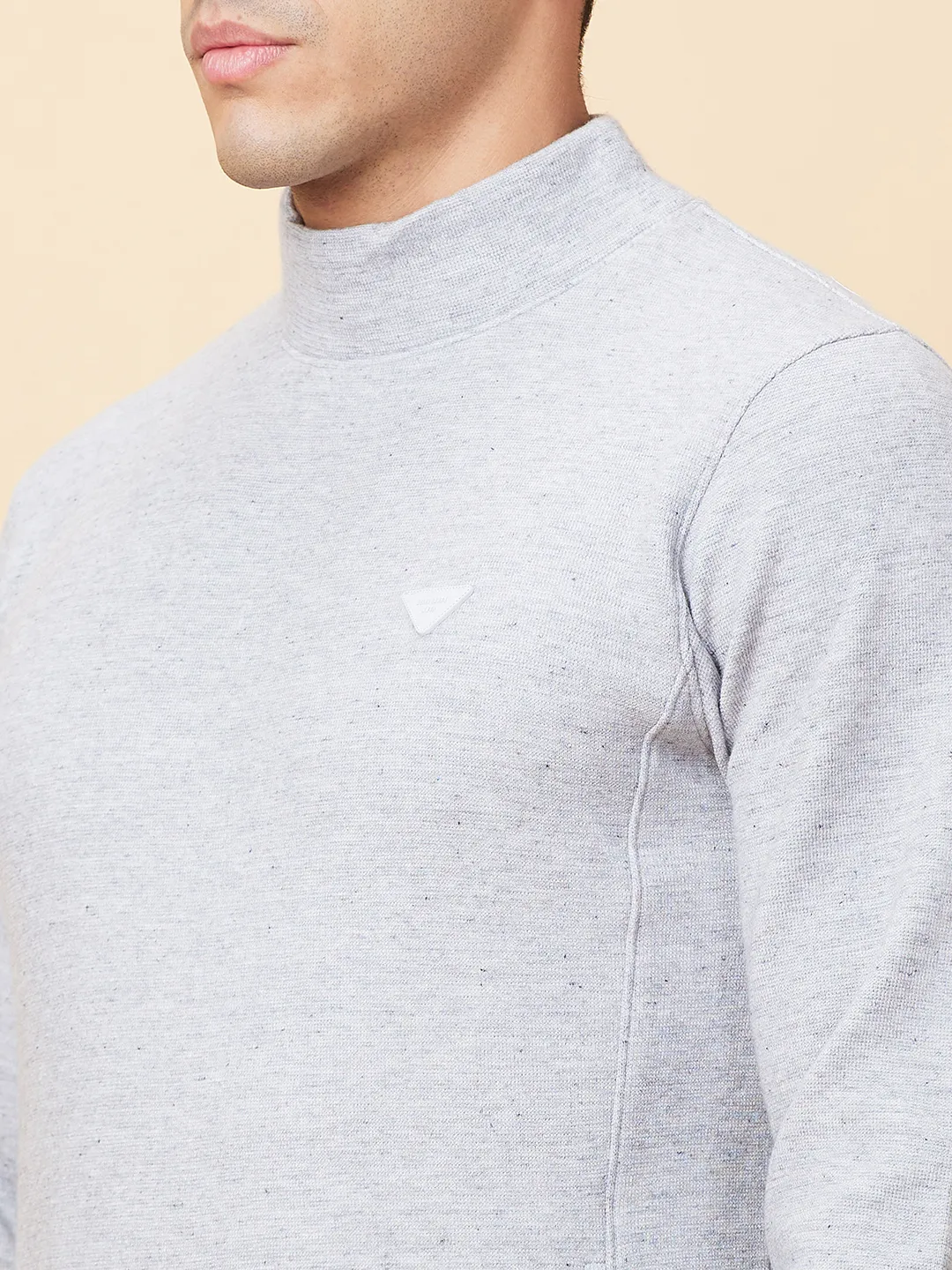 Grey Regular Fit High Neck Men's Sweatshirt by Being Human Clothing - Image 5