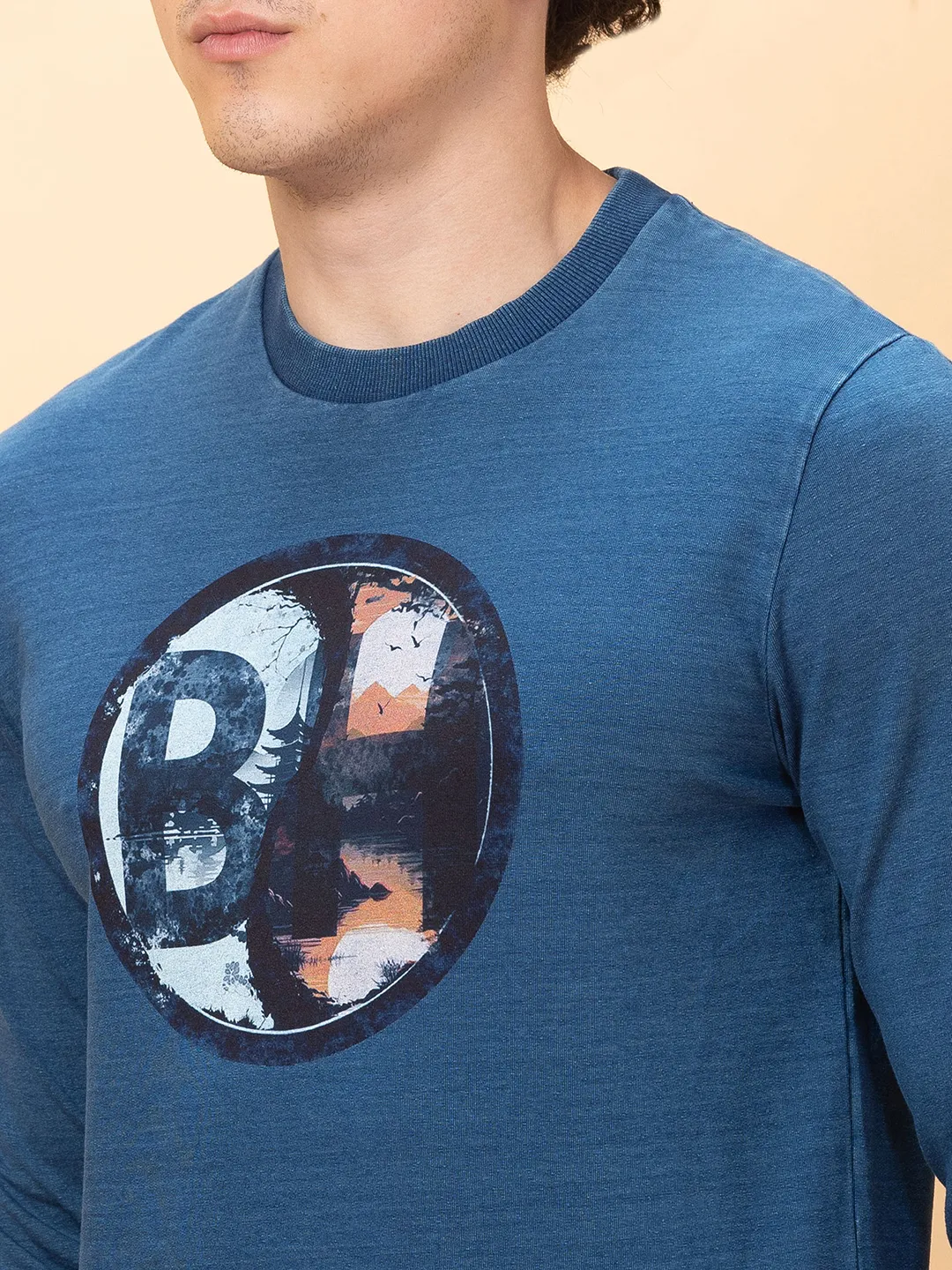 Navy Slim Fit Round Neck Men's Sweatshirt by Being Human Clothing - Image 5