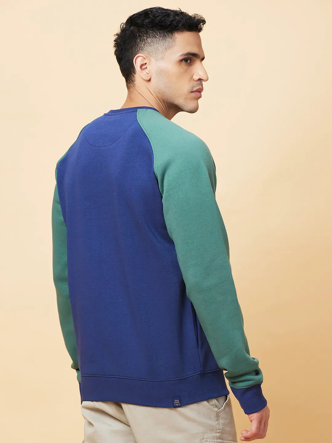 Midnight Blue Regular Fit Round Neck Men's Sweatshirt by Being Human Clothing - Image 3