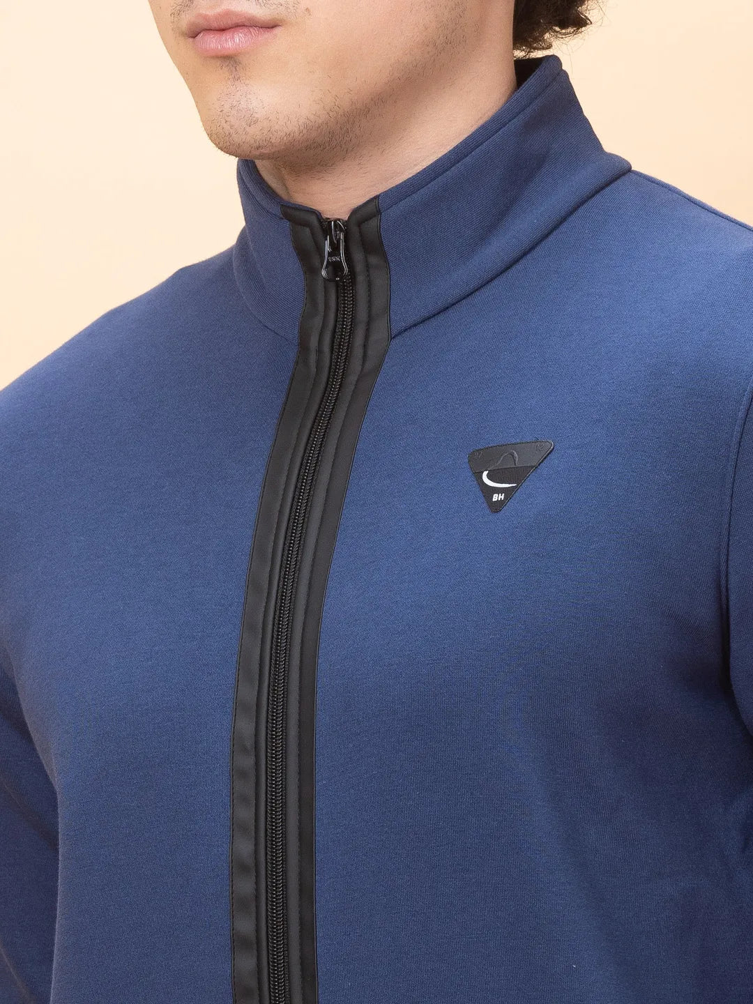 Navy Regular Fit High Neck Men's Sweatshirt by Being Human Clothing - Image 5