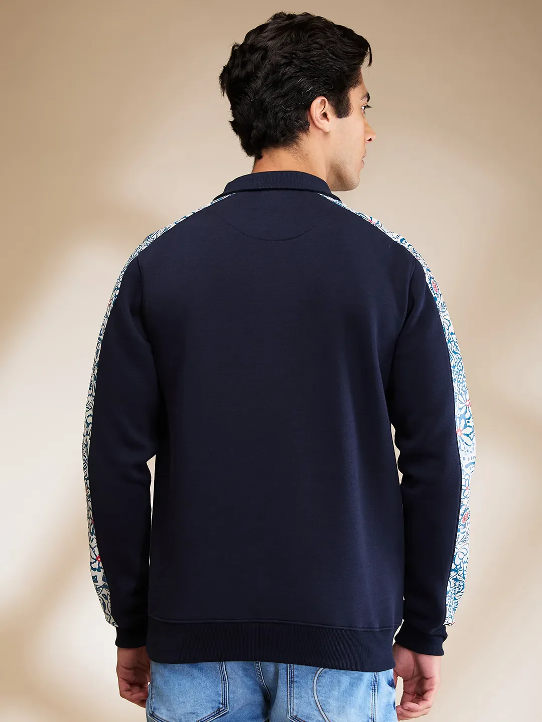 Navy Regular Fit High Neck Men's Sweatshirt by Being Human Clothing - Image 3