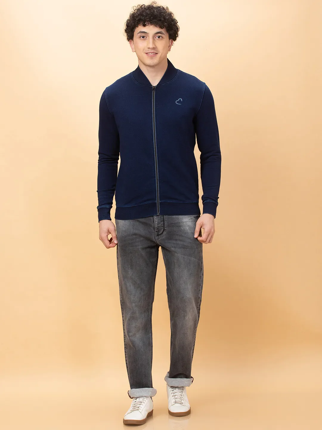 Navy Regular Fit Round Neck Men's Sweatshirt by Being Human Clothing - Image 2