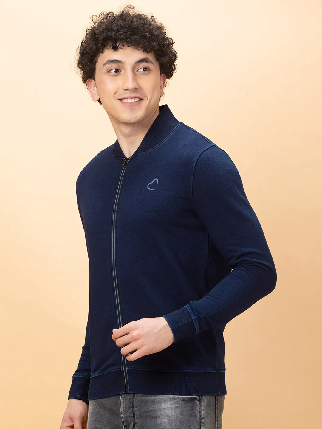 Navy Regular Fit Round Neck Men's Sweatshirt by Being Human Clothing - Image 4