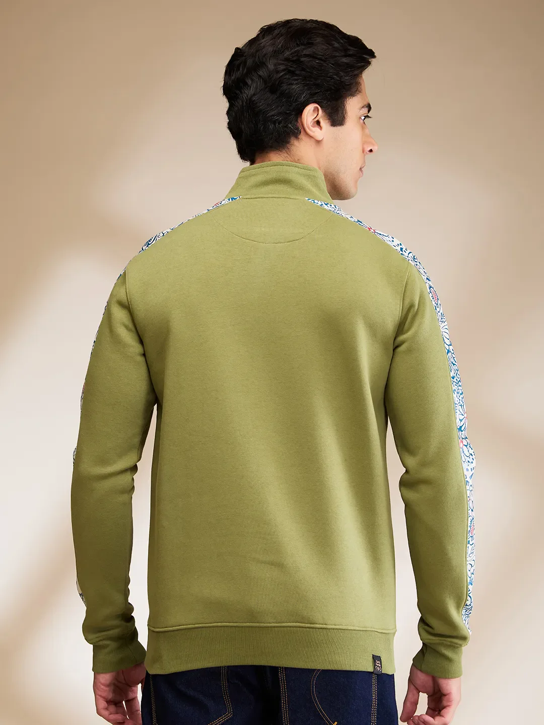 Olive Regular Fit High Neck Men's Sweatshirt by Being Human Clothing - Image 3