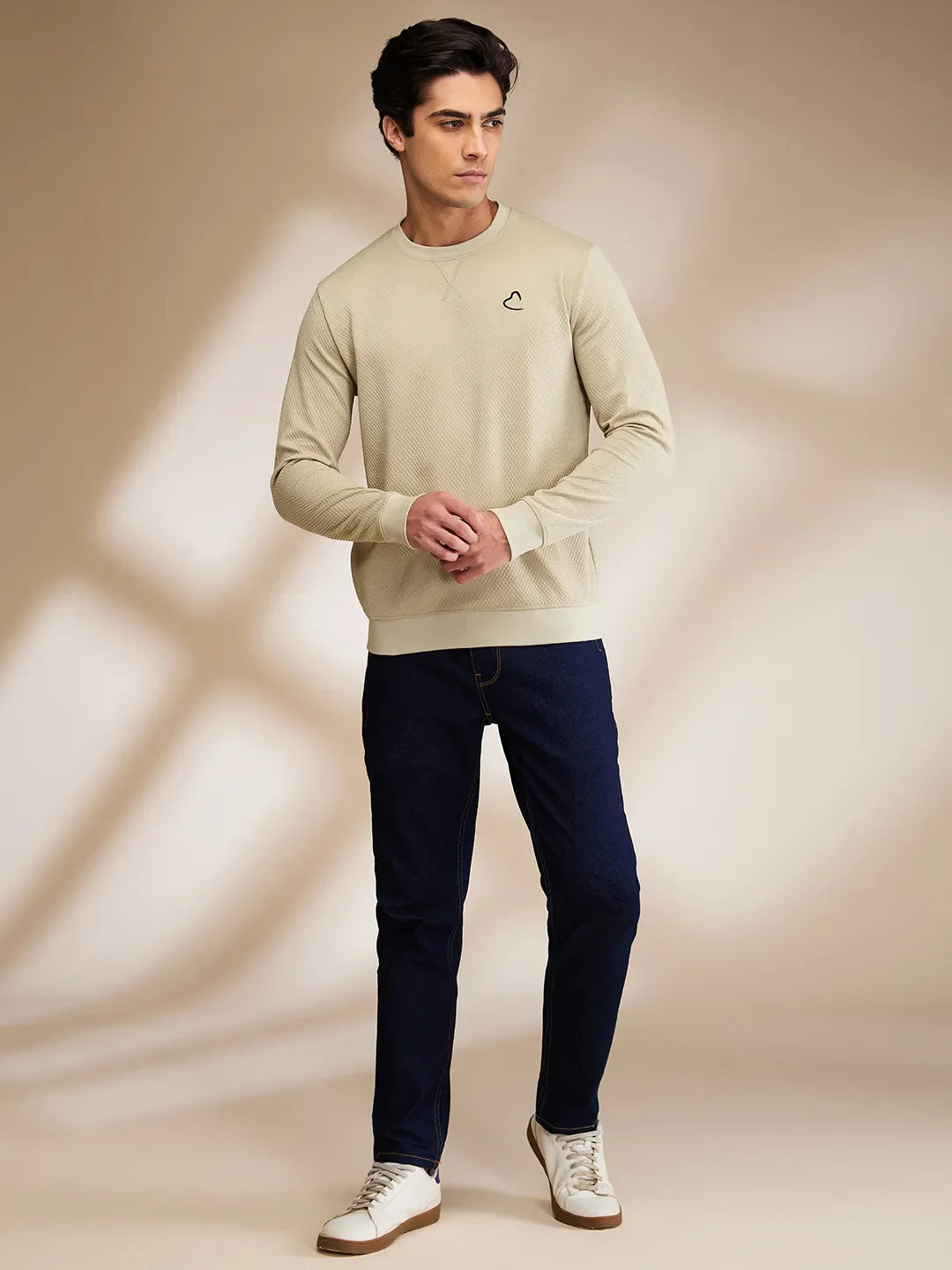Olive Slim Fit Round Neck Men's Sweatshirt by Being Human Clothing - Image 2