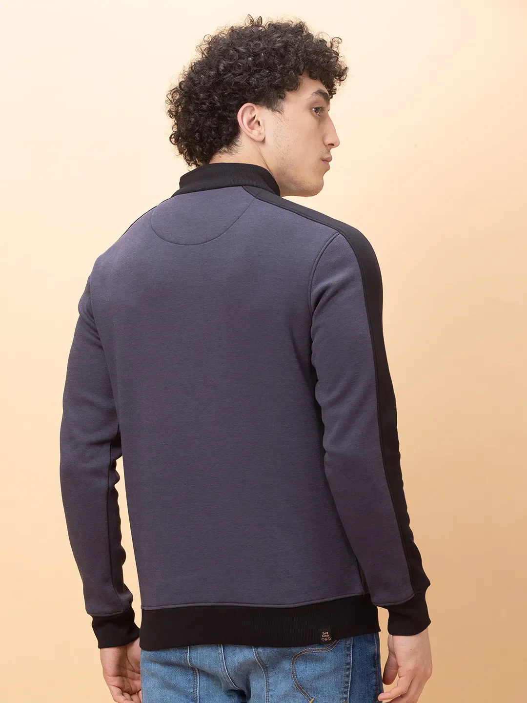 Purple Regular Fit High Neck Long Sleeves Men's Sweatshirt by Being Human Clothing - Image 3
