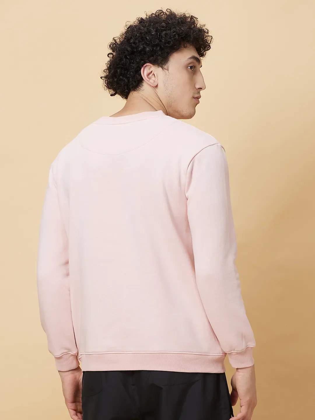 Pink Regular Fit Round Neck Men's Sweatshirt by Being Human Clothing - Image 3