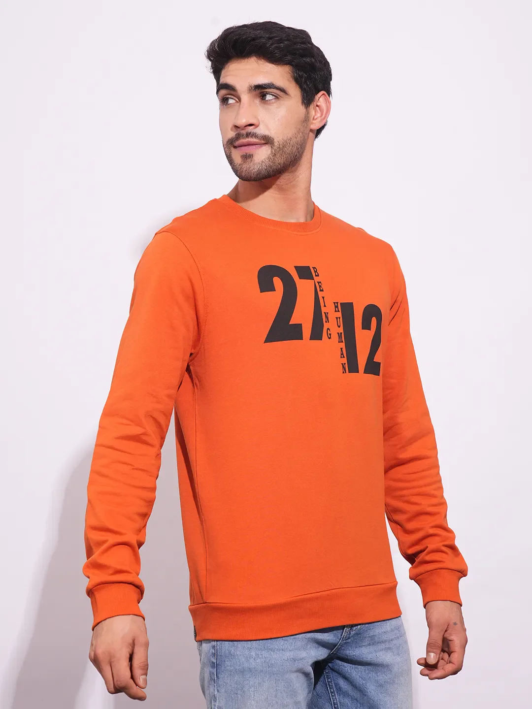 Rust Regular Fit Round Neck Men's Sweatshirt by Being Human Clothing - Image 2