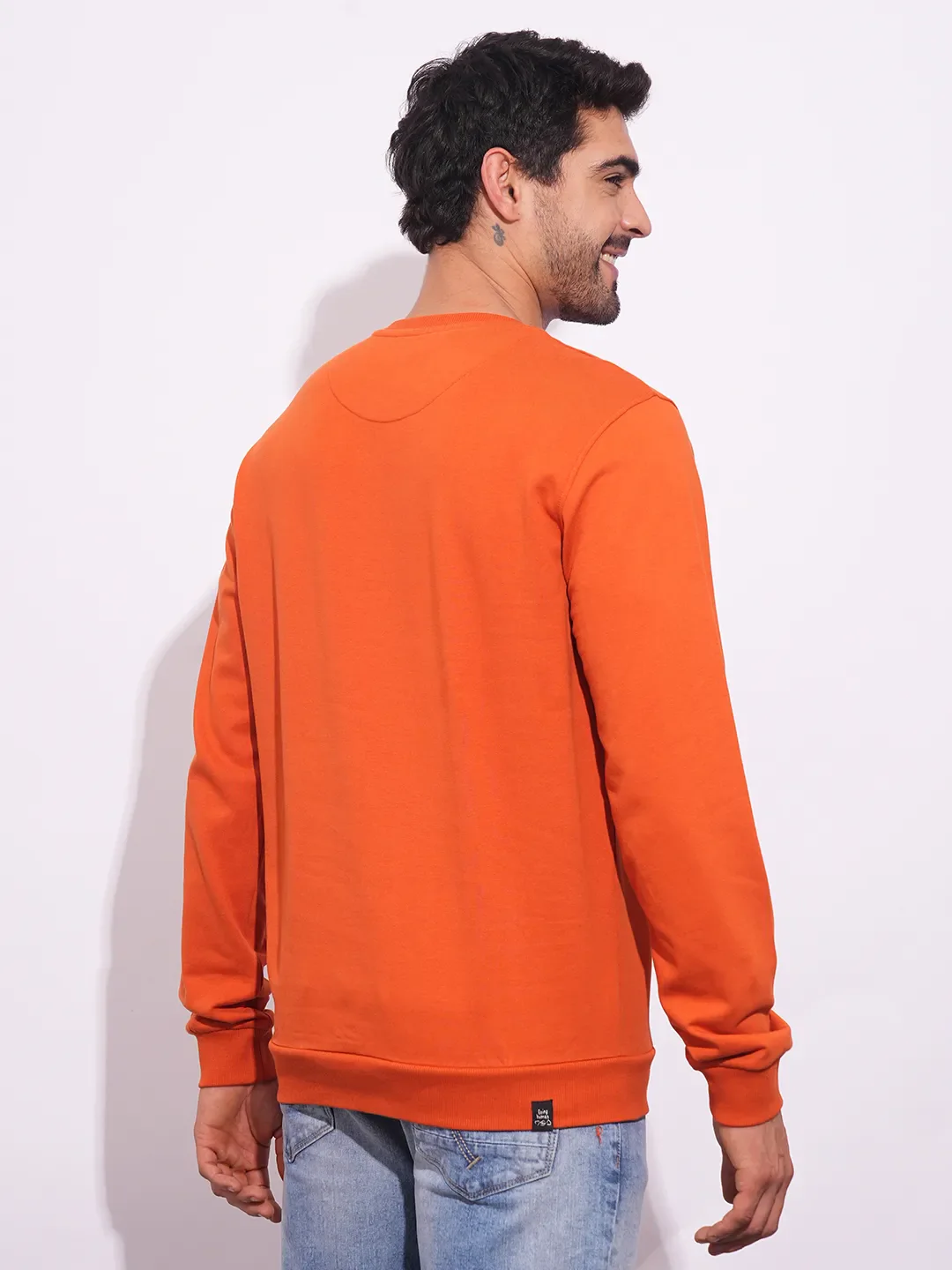 Rust Regular Fit Round Neck Men's Sweatshirt by Being Human Clothing - Image 3
