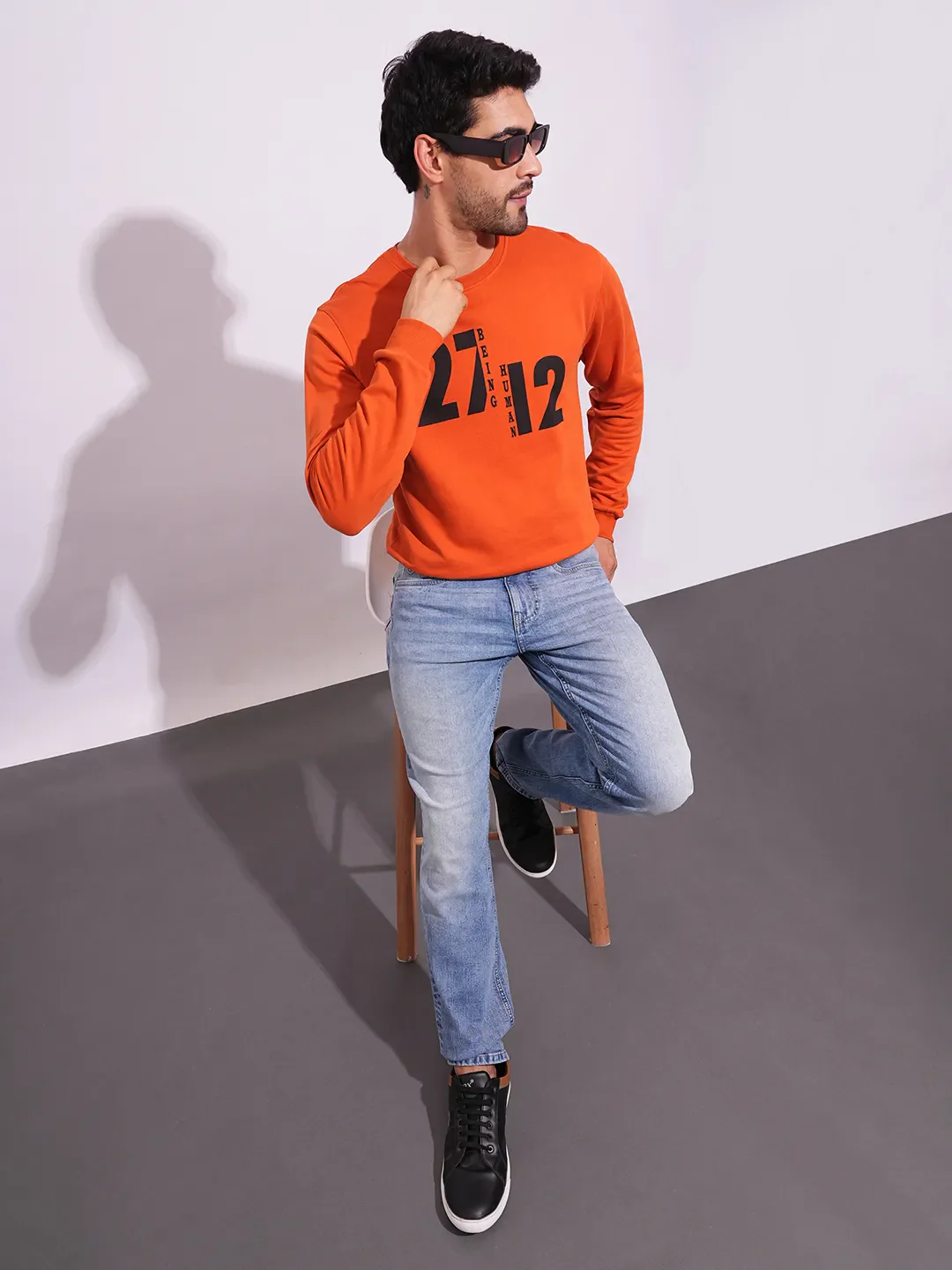 Rust Regular Fit Round Neck Men's Sweatshirt by Being Human Clothing - Image 4