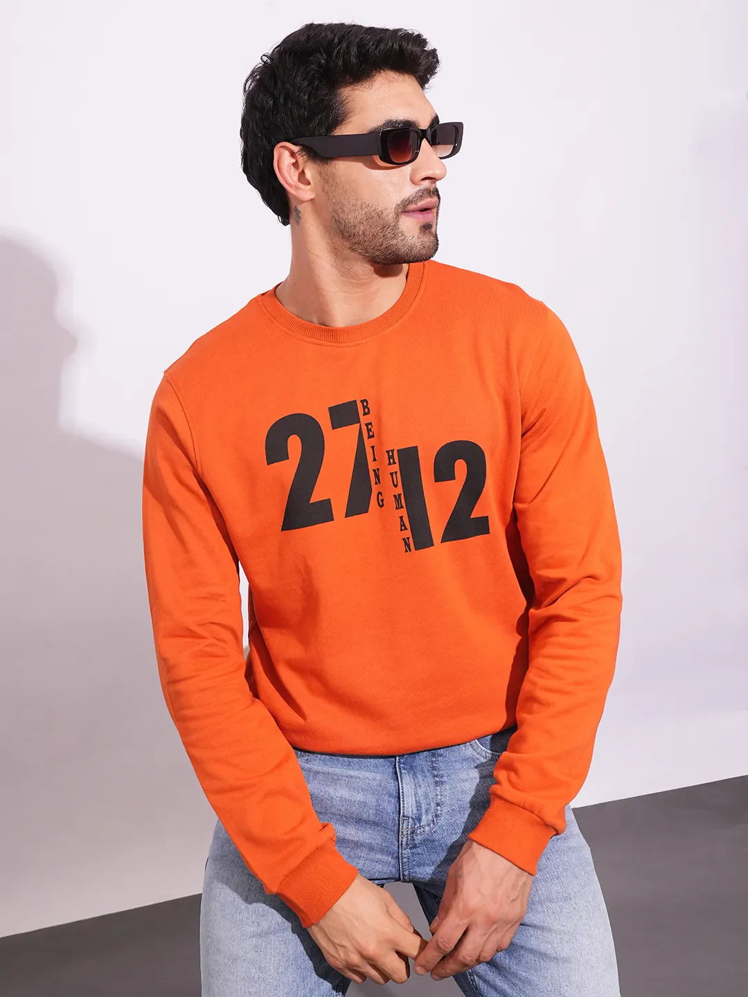 Rust Regular Fit Round Neck Men's Sweatshirt by Being Human Clothing - Image 6