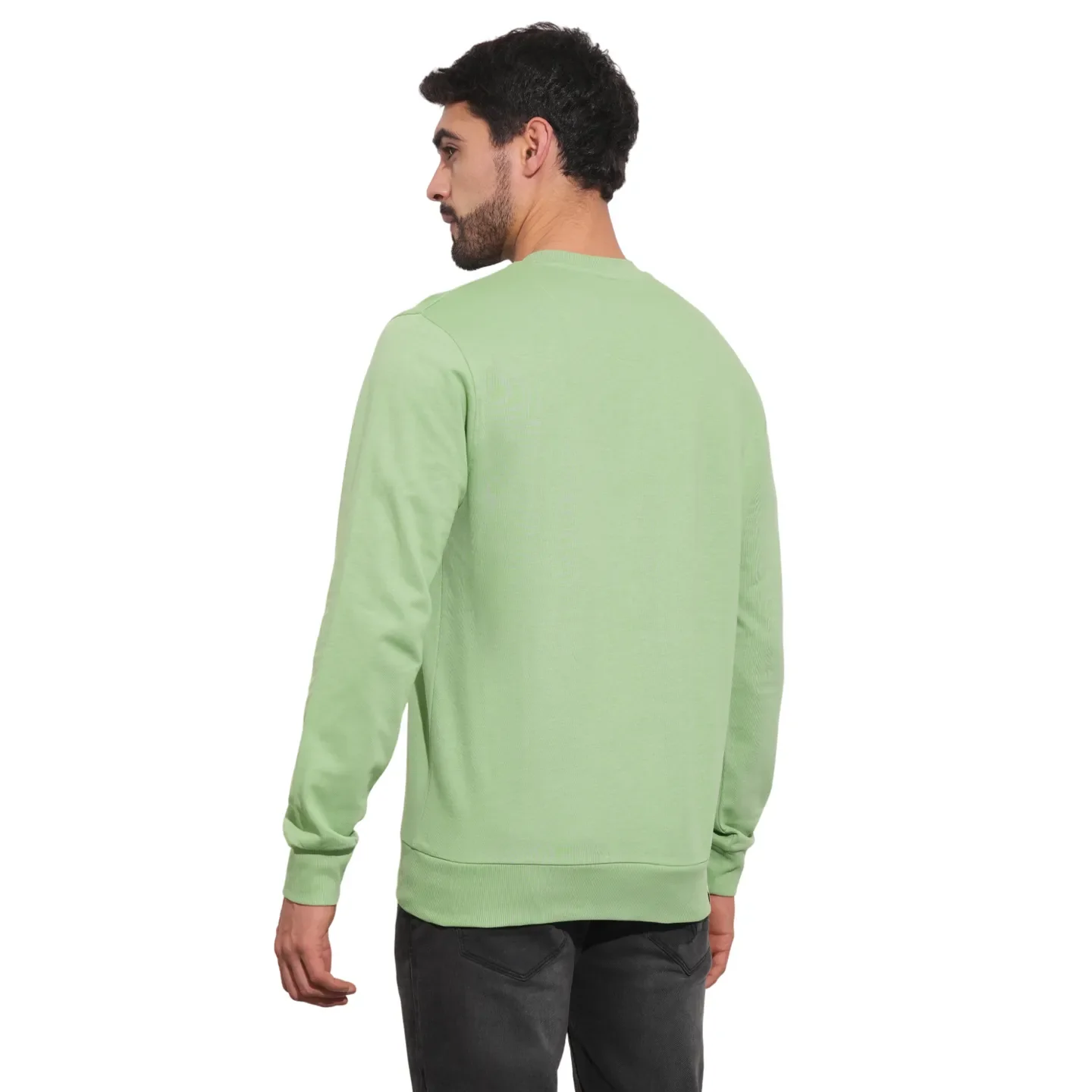 Sage Green Regular Fit Round Neck Men's Sweatshirt by Being Human Clothing - Image 3