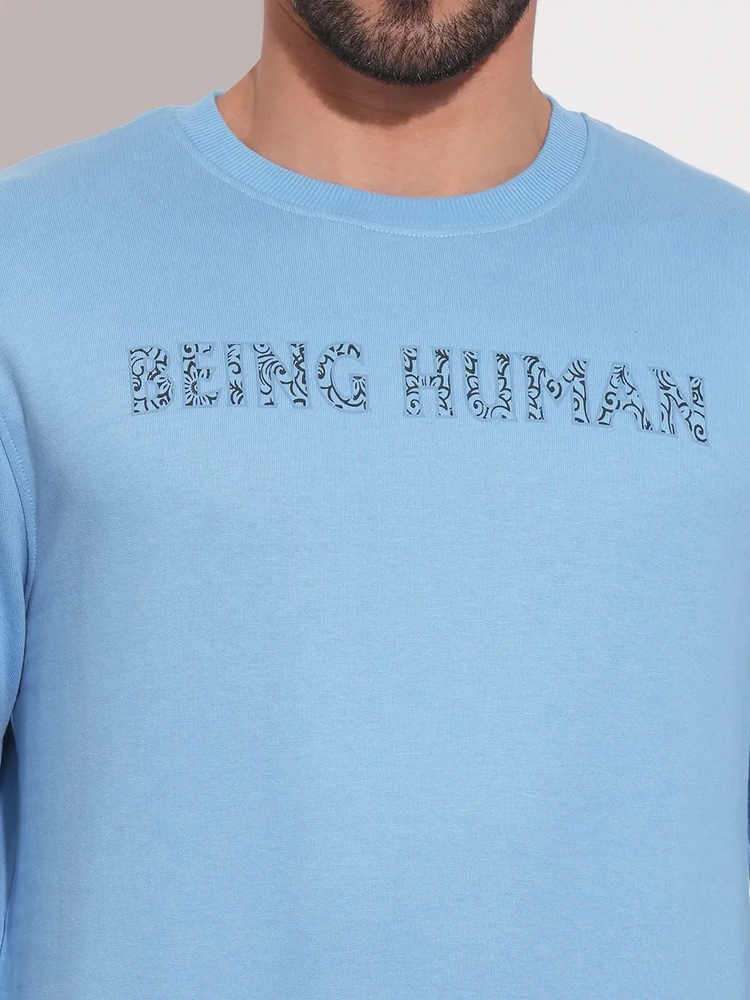 Blue Regular Fit Round Neck Long Sleeves Men's Sweatshirt by Being Human Clothing - Image 5