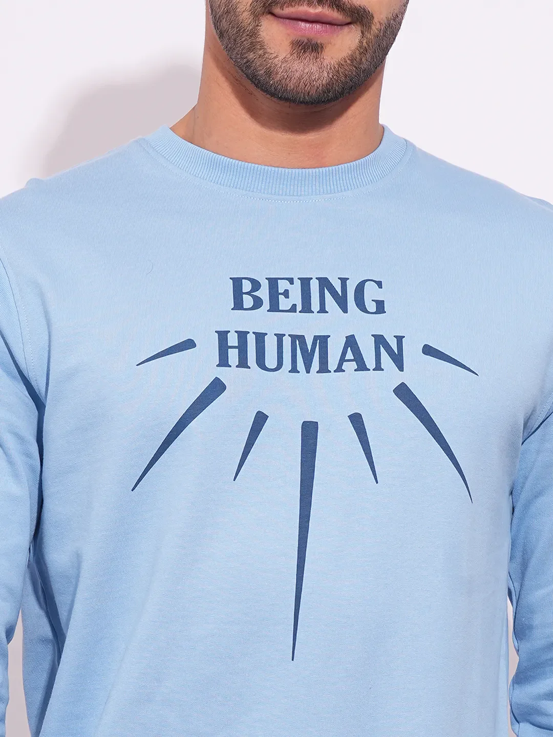 Blue Regular Fit Round Neck Long Sleeves Men's Sweatshirt by Being Human Clothing - Image 5