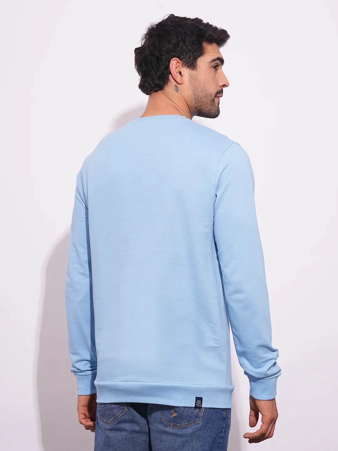 Blue Regular Fit Round Neck Long Sleeves Men's Sweatshirt by Being Human Clothing - Image 3
