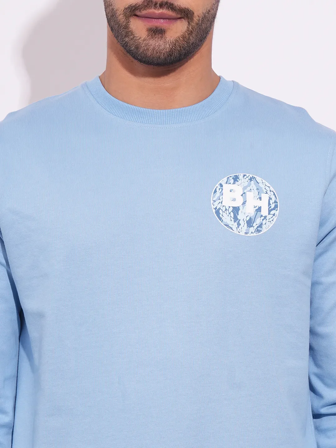 Blue Regular Fit Round Neck Long Sleeves Men's Sweatshirt by Being Human Clothing - Image 4