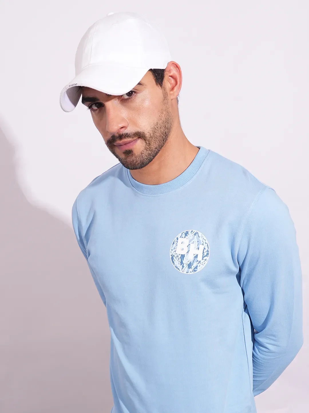 Blue Regular Fit Round Neck Long Sleeves Men's Sweatshirt by Being Human Clothing - Image 5