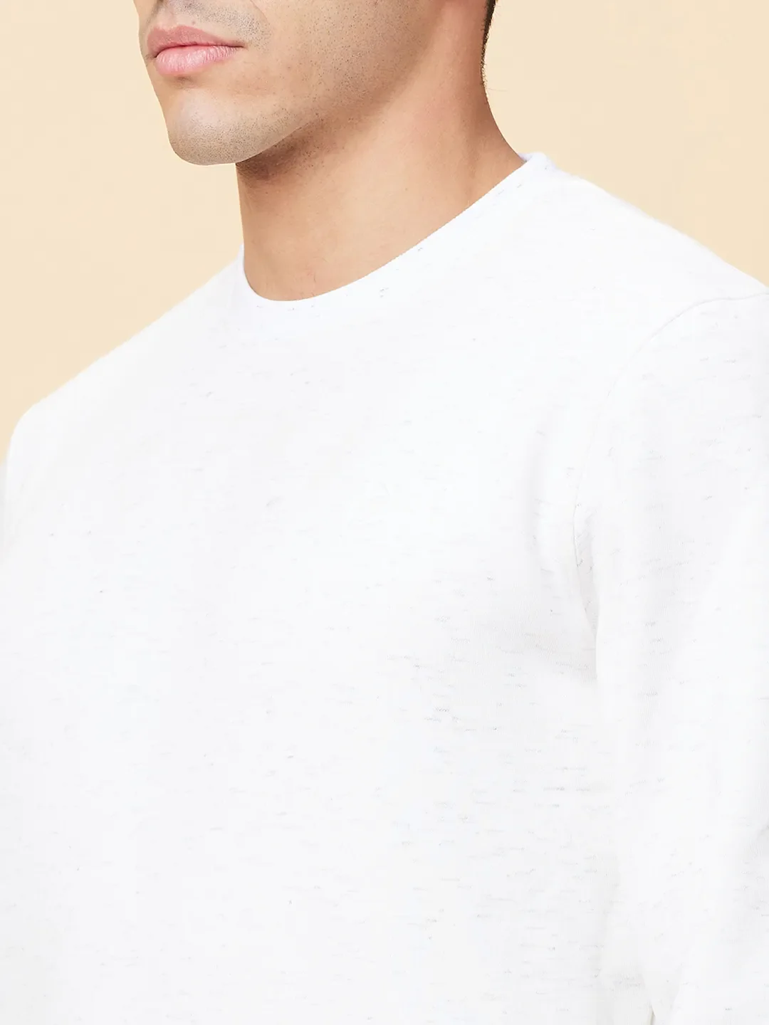 White Regular Fit Round Neck Men's Sweatshirt by Being Human Clothing - Image 5