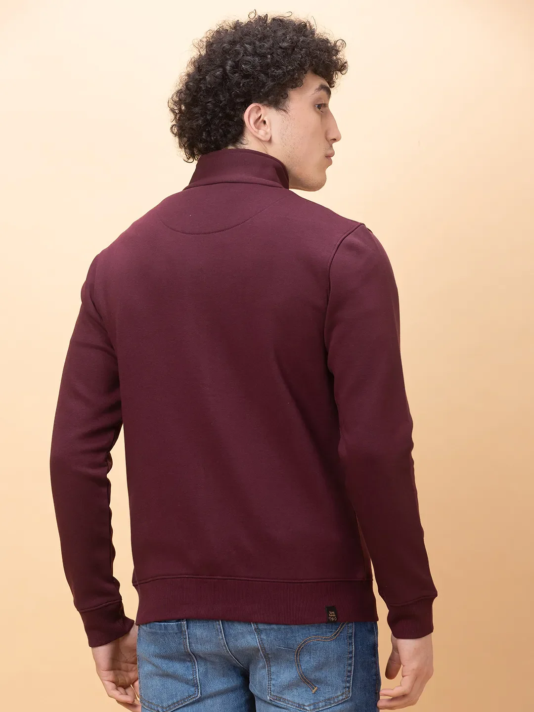 Red Regular Fit High Neck Long Sleeves Men's Sweatshirt by Being Human Clothing - Image 3