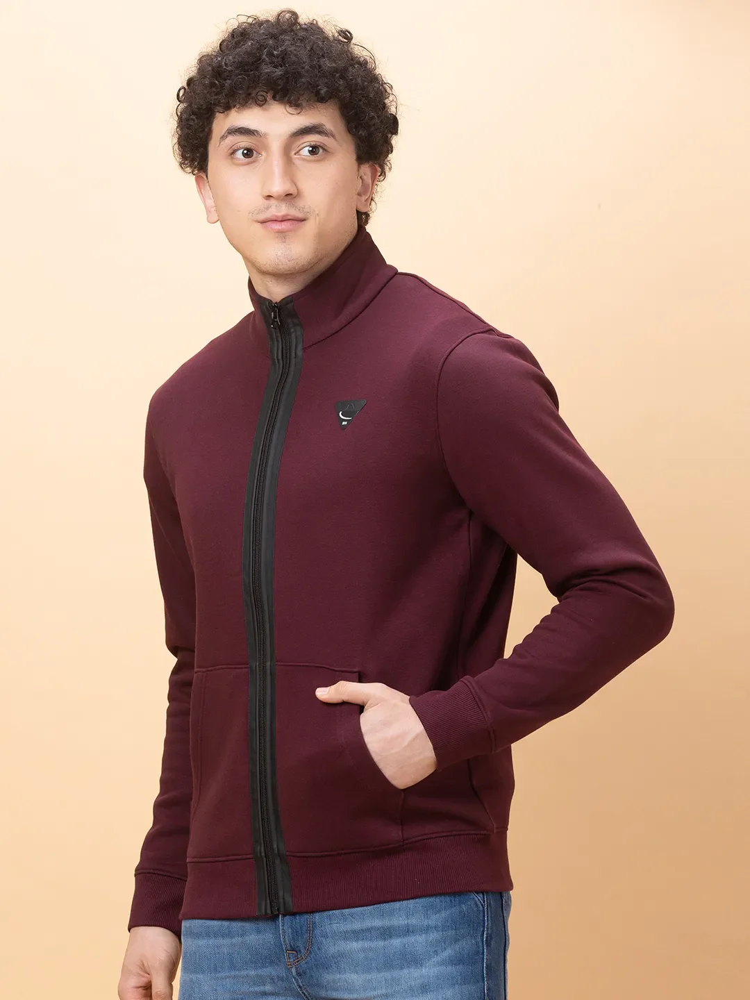Red Regular Fit High Neck Long Sleeves Men's Sweatshirt by Being Human Clothing - Image 4