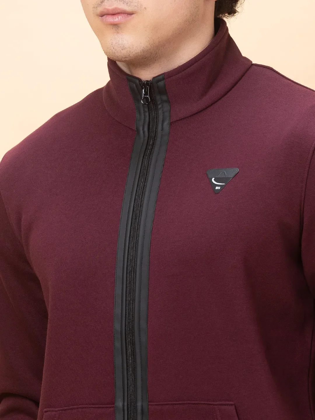Red Regular Fit High Neck Long Sleeves Men's Sweatshirt by Being Human Clothing - Image 5