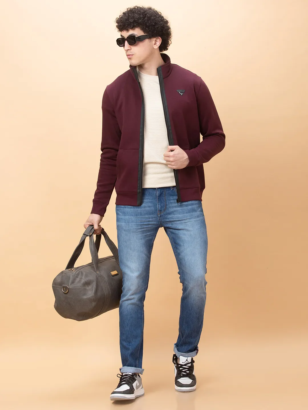 Red Regular Fit High Neck Long Sleeves Men's Sweatshirt by Being Human Clothing - Image 6