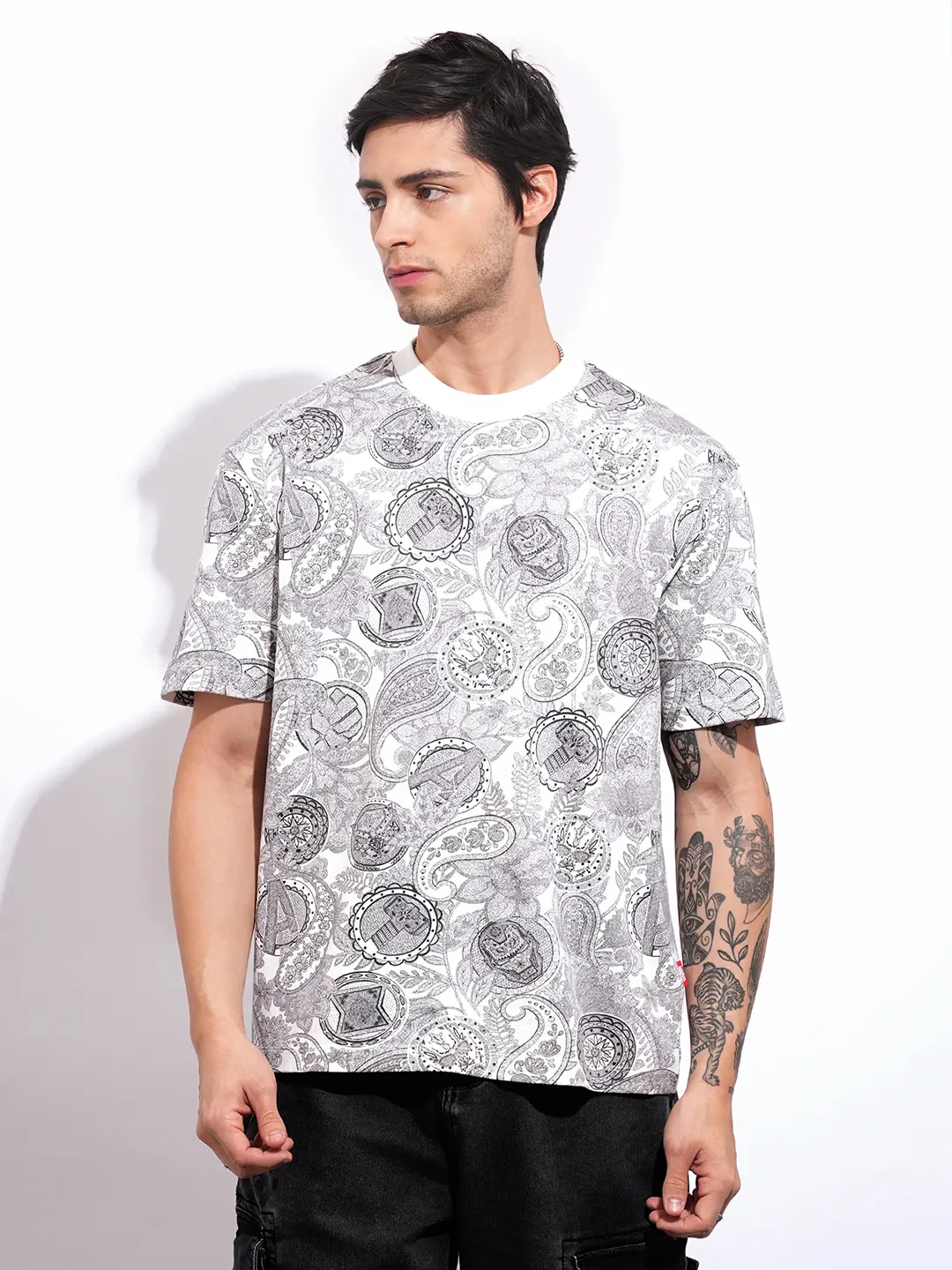 Avengers White Easy Fit Round Neck Men's T-Shirt by Being Human Clothing