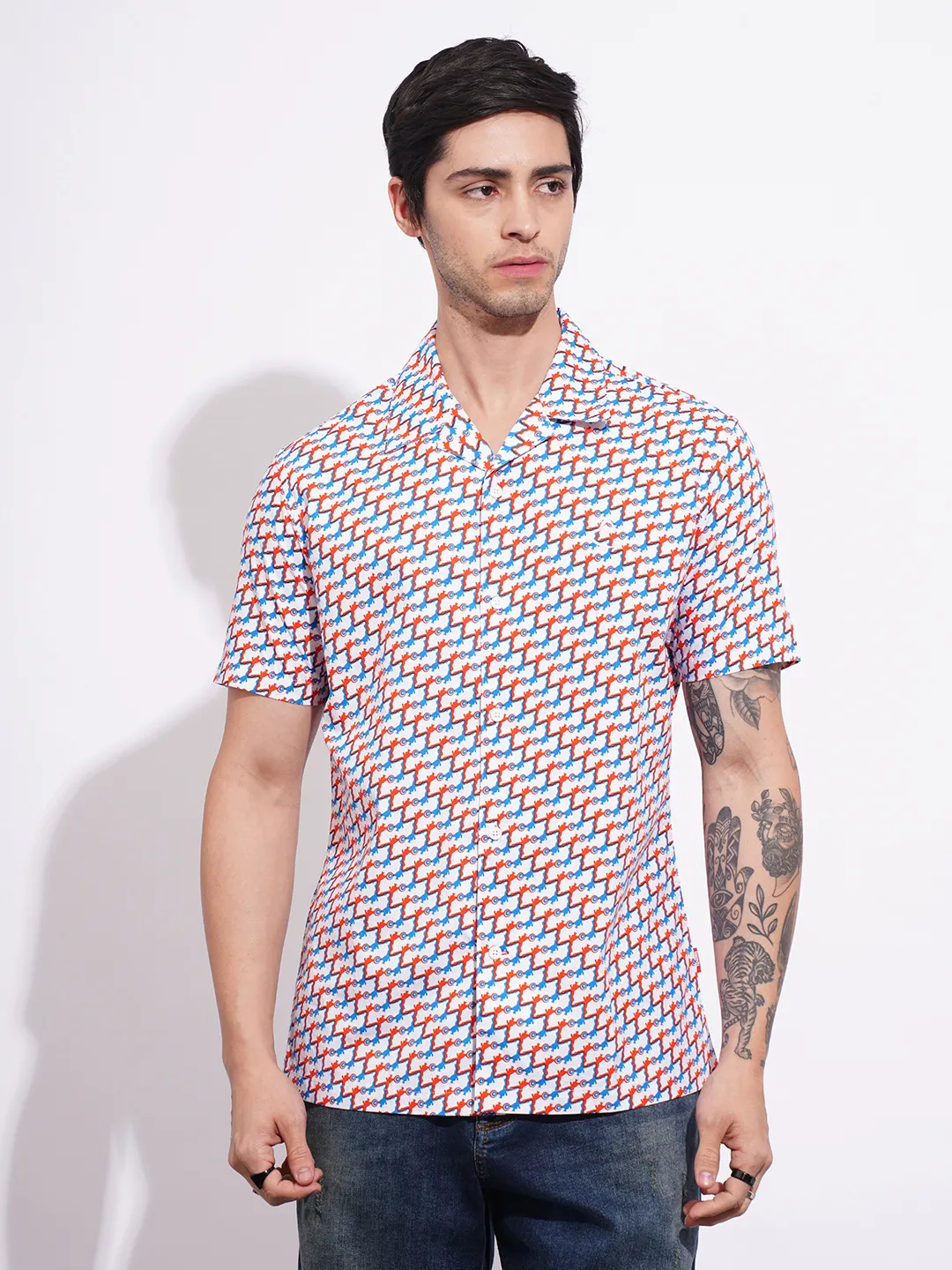 White Comfort Fit Regular Collar Men's Shirt by Being Human Clothing