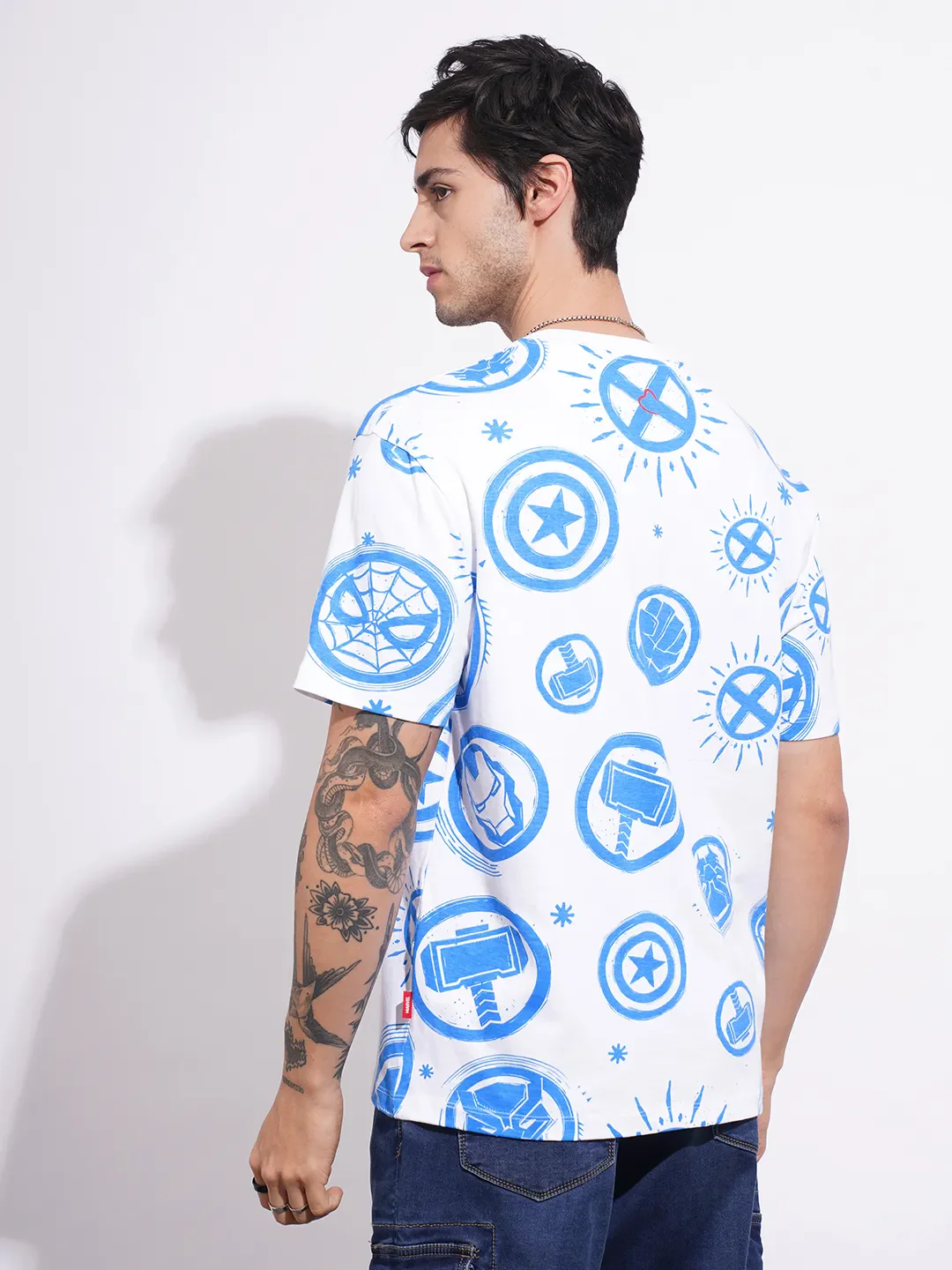 Avengers White Easy Fit Round Neck Men's T-Shirt by Being Human Clothing - Image 3