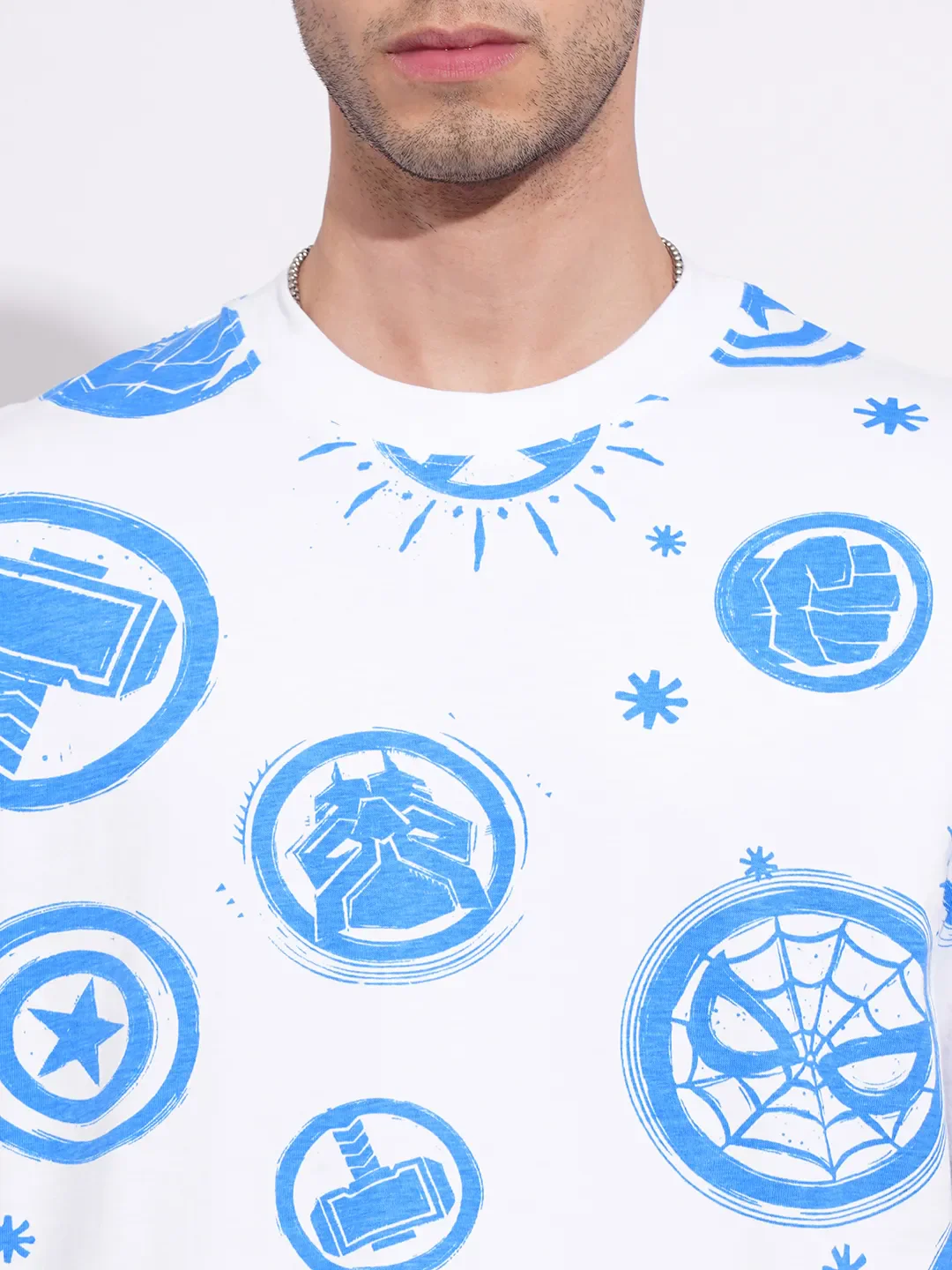 Avengers White Easy Fit Round Neck Men's T-Shirt by Being Human Clothing - Image 5